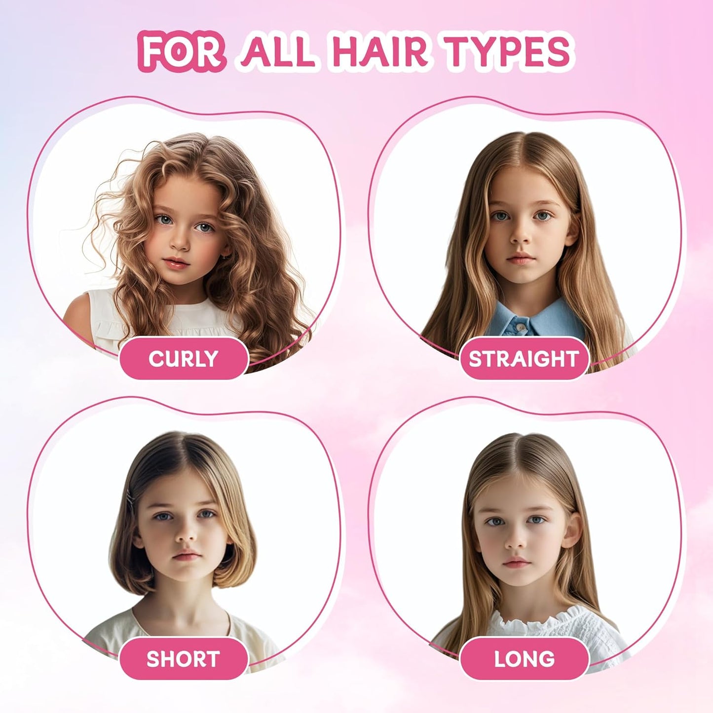 Girls Heatless Curls Overnight, Kids Unicorn Hair Rollers with Hair Clips, Hair Accessories for Little Girls & Teenage & Sister, Birthday Gifts Trendy Stuff - Pink