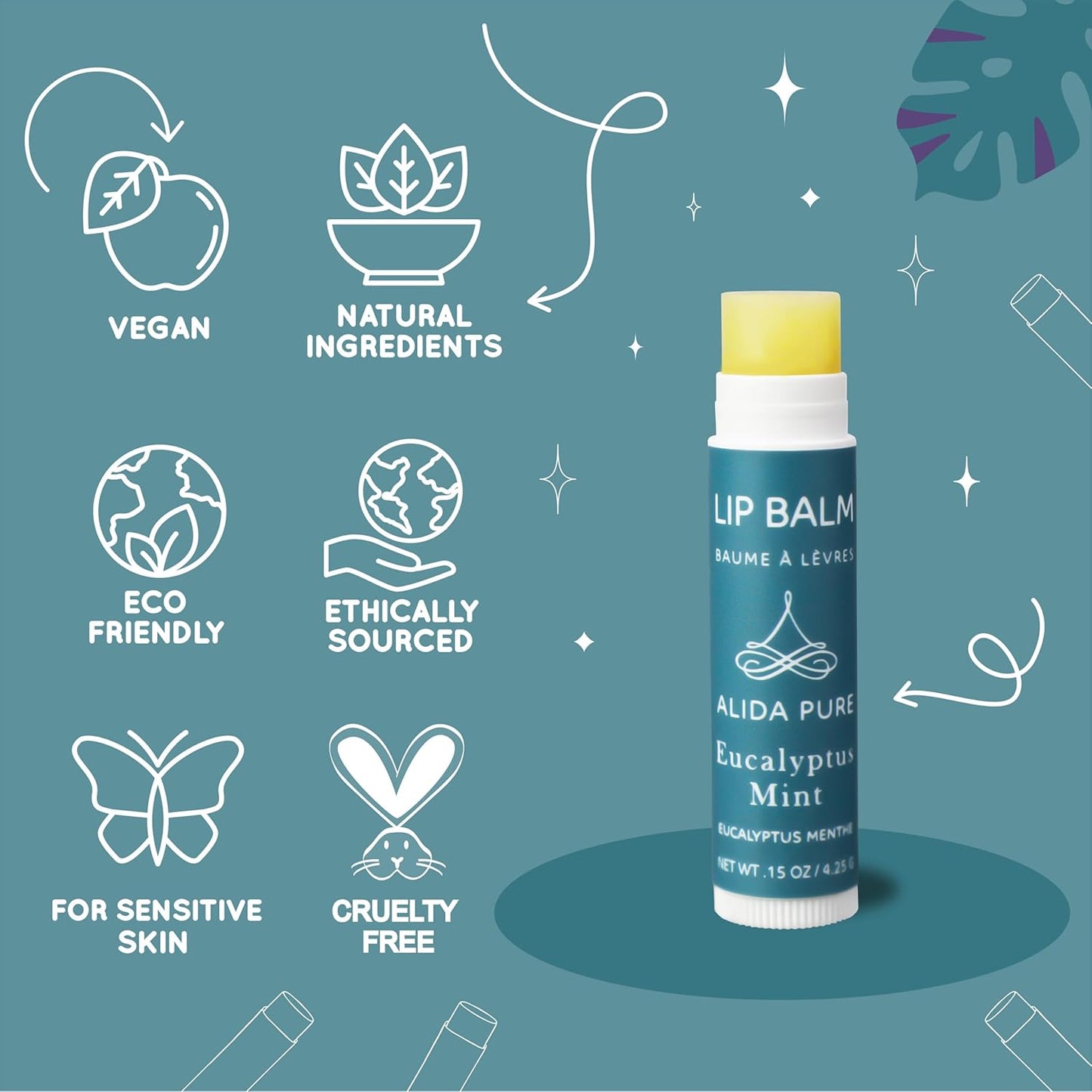 Fruit Mint Lip Balm Collection, Vegan Set, Bees Wax Free, Coconut Oil Free, with Organic Jojoba and Avocado Oil, Vitamin E, Natural Moisturizer For Dry Cracked Lips, 3 Tube Set