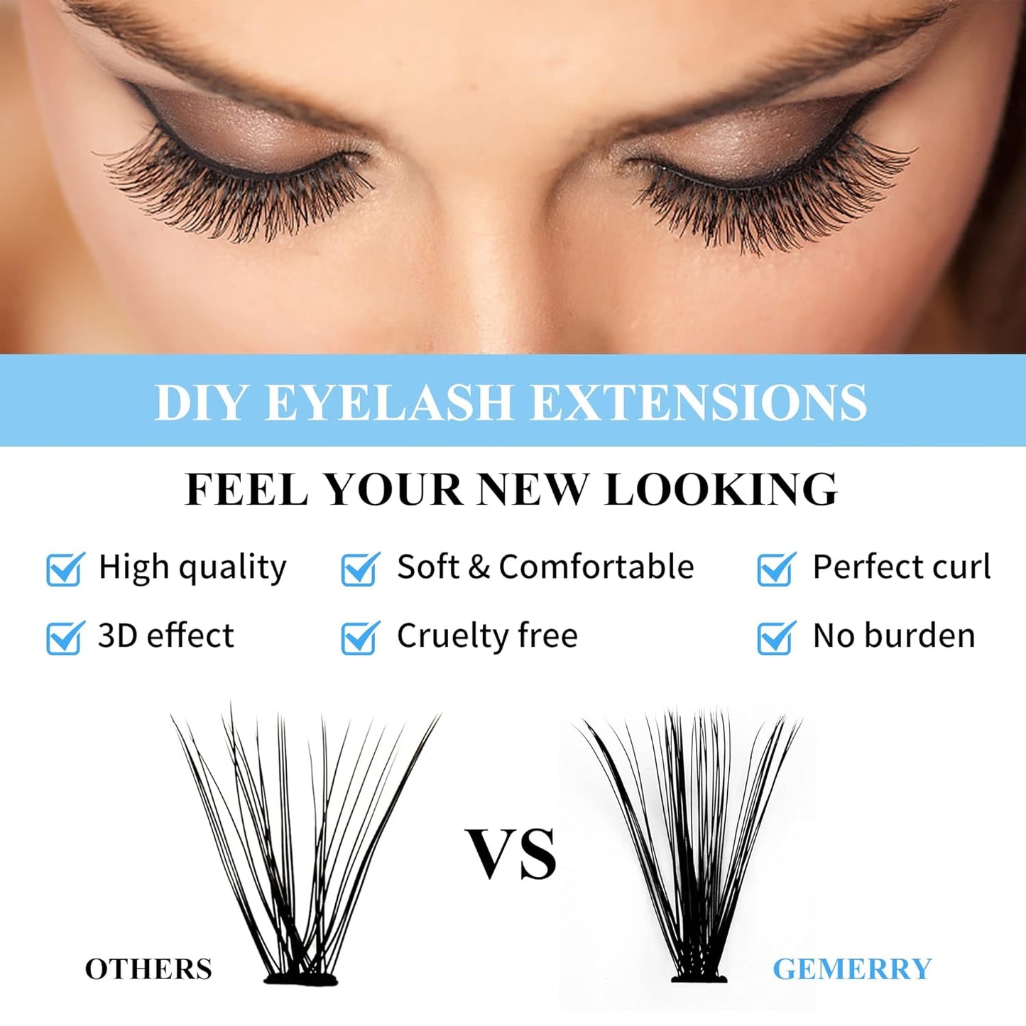 Individual Lashes Cluster Large Tray 240pcs Individual Lashes 0.07mm 10D/20D D Curl Mix 8-16mm Cluster Lashes Natural Lash Cluster Soft&Lightweight DIY Eyelash Extension By GEMERRY(10D/20D-D, 8-16)