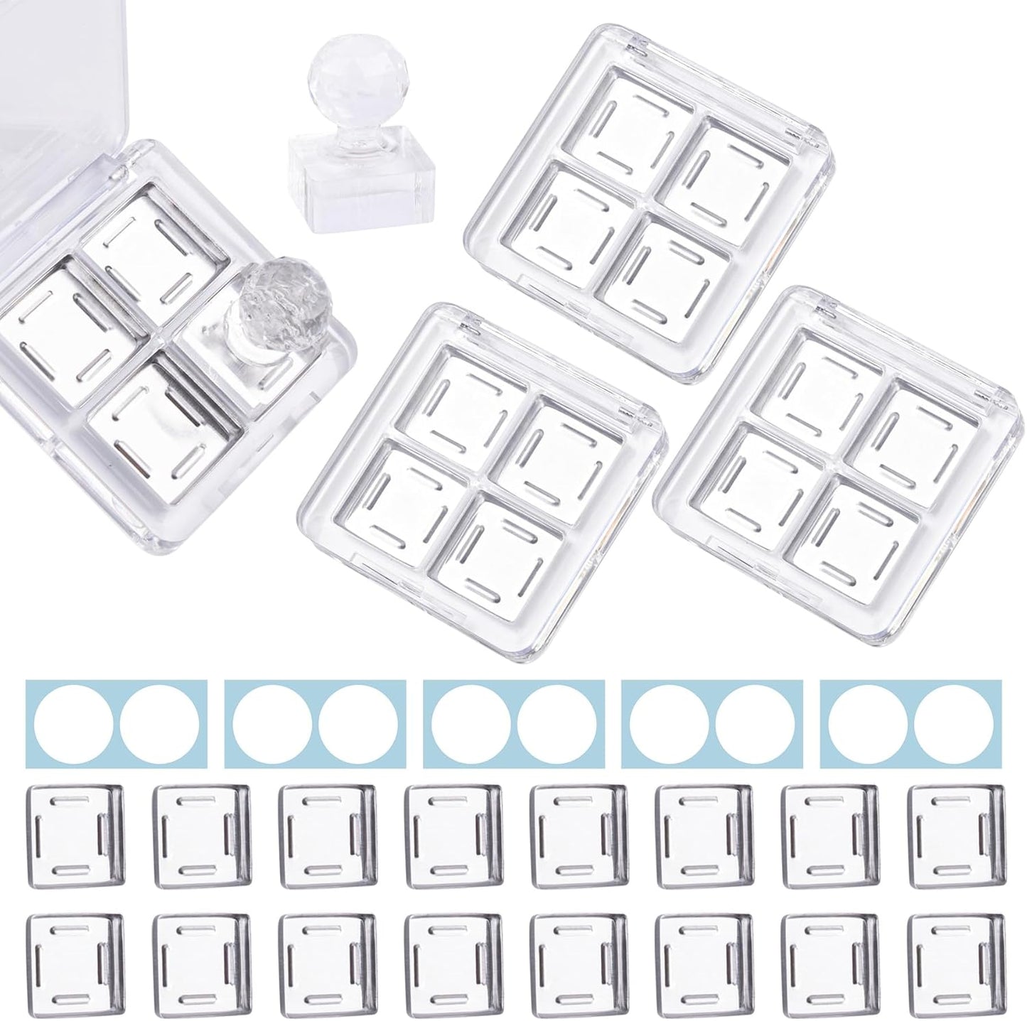 Framendino, 4 Sets Acrylic Empty Eye Shadow Pallet 4 Grids Eye Shadow Storage Case with Acrylic Seal for DIY Craft