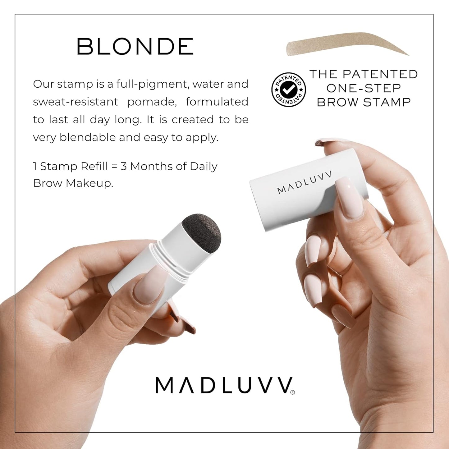 MADLUVV Brow Stamp Refill* - Color Stamp for Brows & Root Touch Up for Women & Men, Instantly Conceal Hair Loss, Grey Hair, Thinning Hair with Stain-Proof/Smudge-Proof Powder Formula (Blonde)