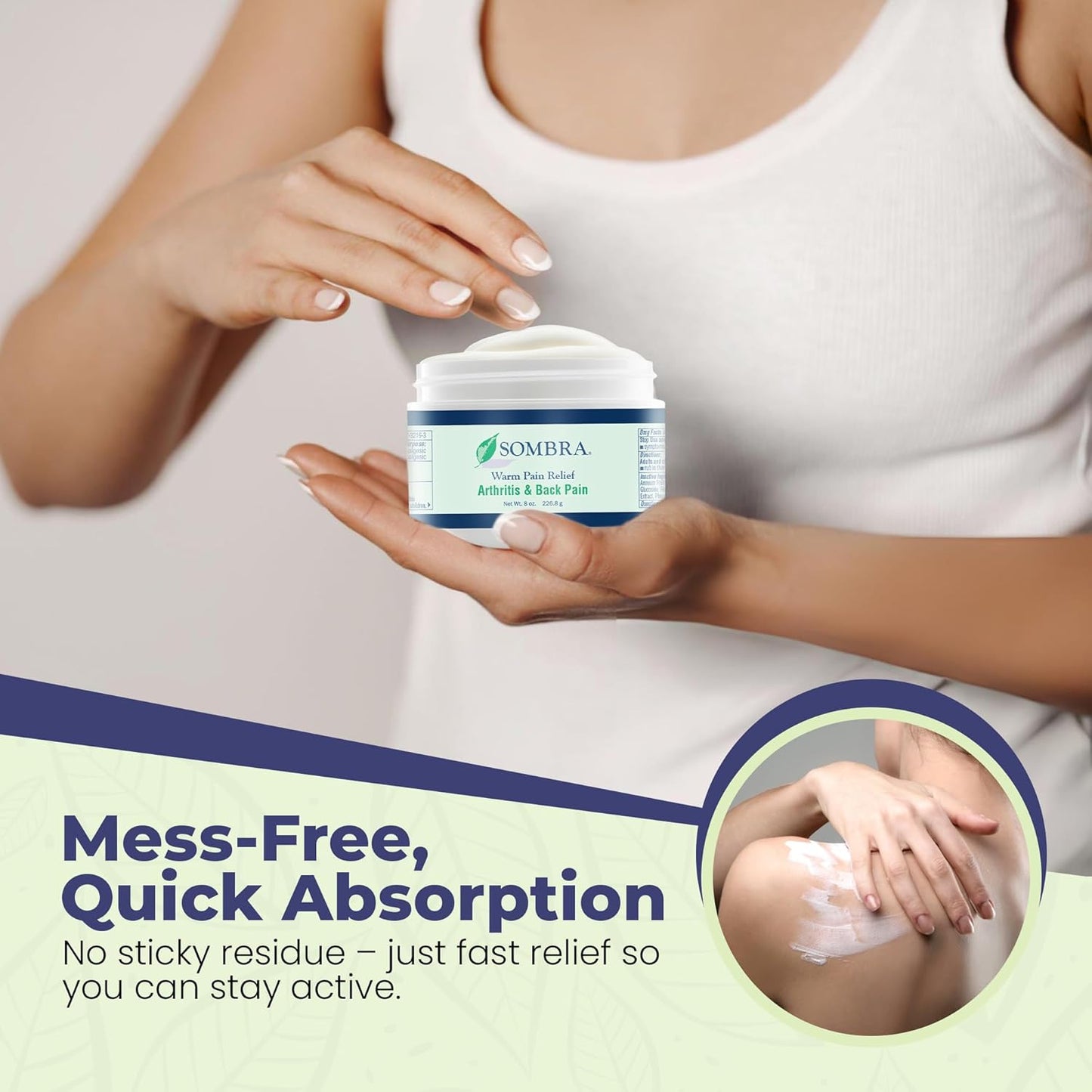 Sombra Warm Pain Relief Gel, Warm Relief for Arthritis and Chronic Pain Pre-Workout Muscle Rub Vegan Formula Free of Artificial Fragrances, Dyes, NSAIDs, Wax, Petroleum, Alcohol - 8oz Jar