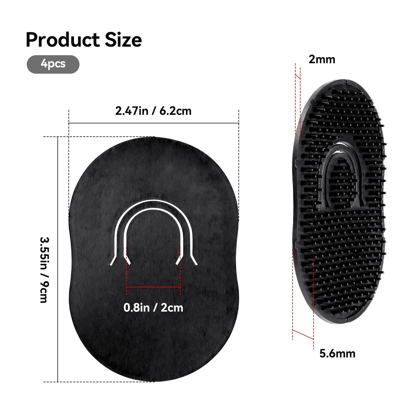 Pocket Palm Combs, Massager Hair Brush Comb Palm Combs for Men Beard Brush, Black pocket brush (4 Pcs Finger Type)