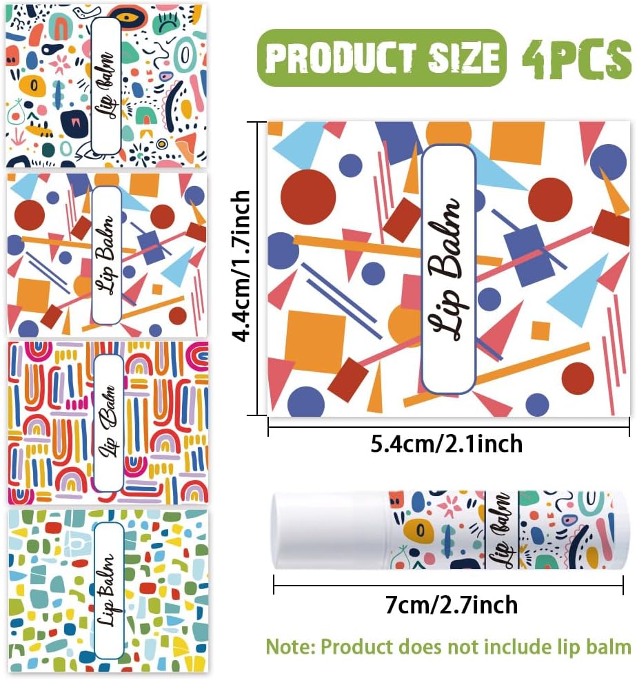 OLYCRAFT 100Pcs Self-Adhesive Lip Balm Tag Stickers 1.7x2.1 inch Waterproof Adhesive Label with Colorful Texture Rectangle Lipstick Tag Sticker for Lip Balm Container Tubes Lipstick Wrapping Decor