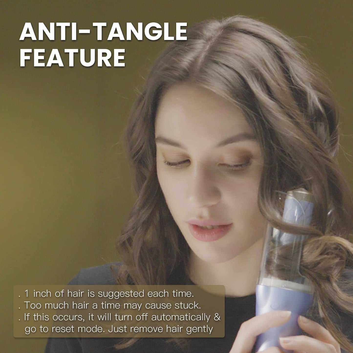 LENA Geniecurl Auto Hair Curler Ion Wrap Transparent Curling Wand with 1" Ceramic Ionic Barrel and Smart Anti-Stuck Sensor, Pro Styling Tool for Long and Medium Length Hair