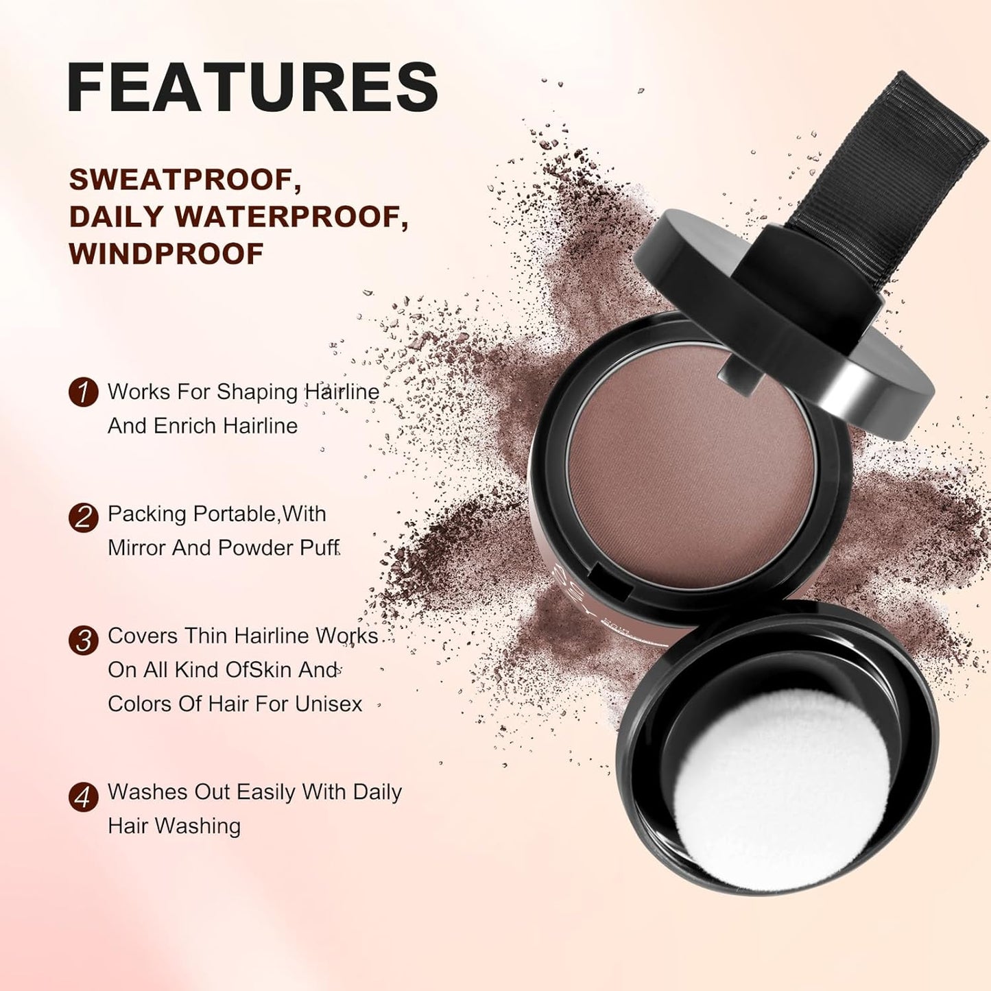 Root Touch Up Hair Color Powder for Gray Coverage and Thinning Hair - Auburn Hairline Shadow Powder for Women's Eyebrows and Men's Beard Lines, Bald Spots (Auburn)