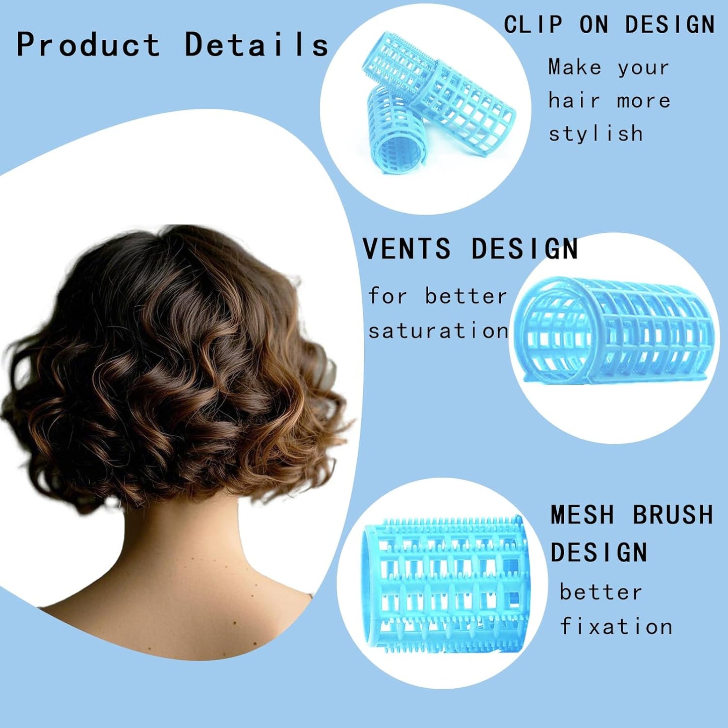 28PCS Small Rollers for Short Hair Tiny Rollers No Heat Curlers Wth Clips Small Curlers Roller for Short Hair Mini Tiny Snap On Hair Roller (Blue)