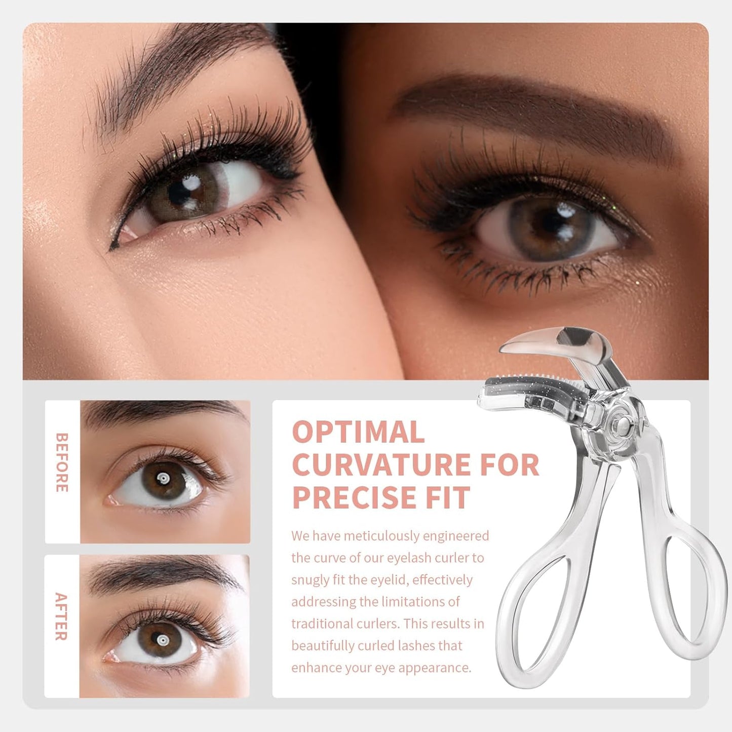 docolor Eyelash Curler with Eyelash Comb, Lash Curler with Silicone Refill Pads Suitable for all eye shapes Curl up to one day Easy to operate No Pinching or Pulling eyelash Eye Makeup Tool