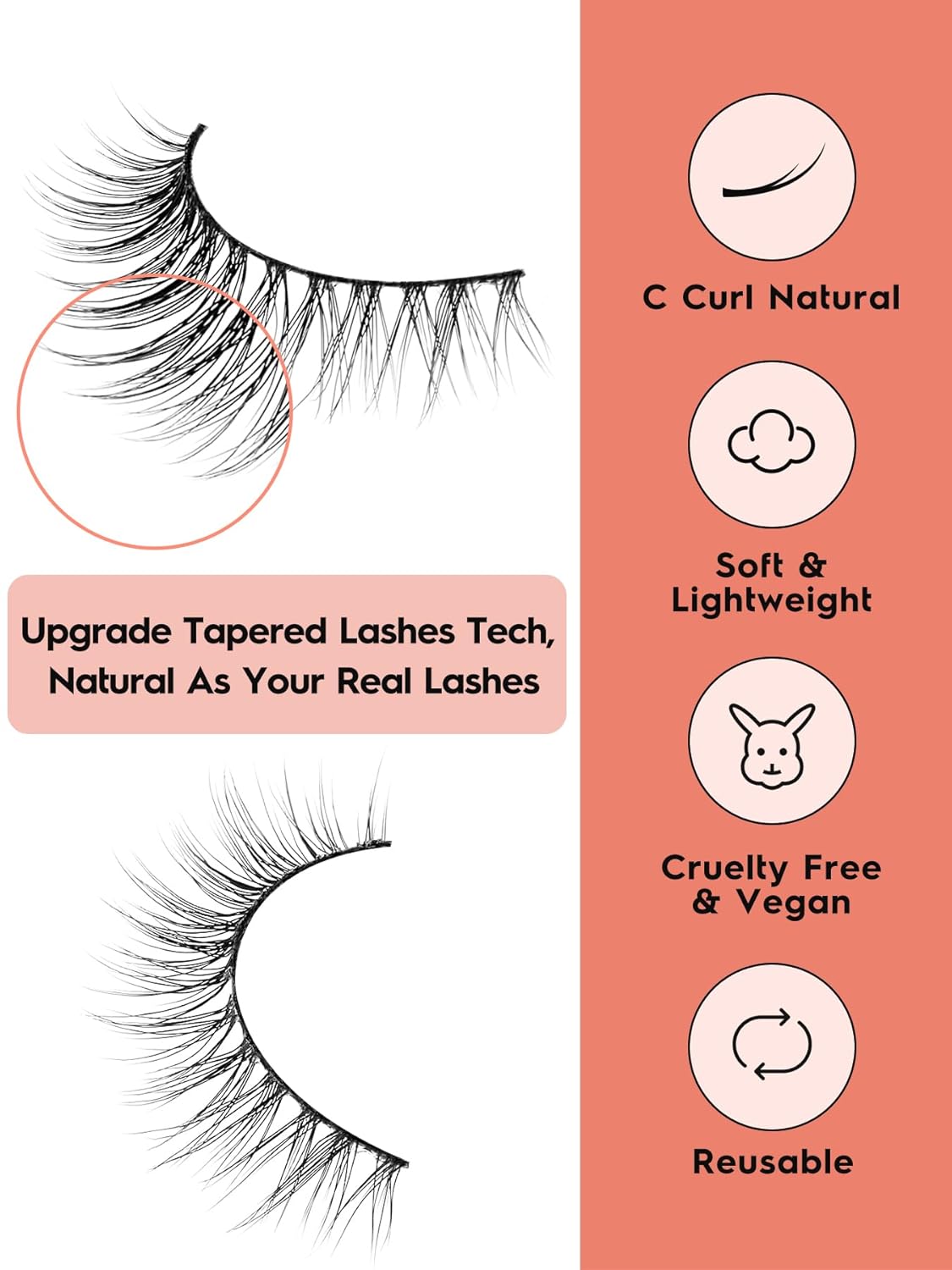 False Eyelashes Wispy Lashes Natural Look 12mm Cat Eye Eyelashes 3D Volume Natural Lashes 0.1MM Thin Band Strip Lashes Siligli Eye Lashes C Curl 7 Pair