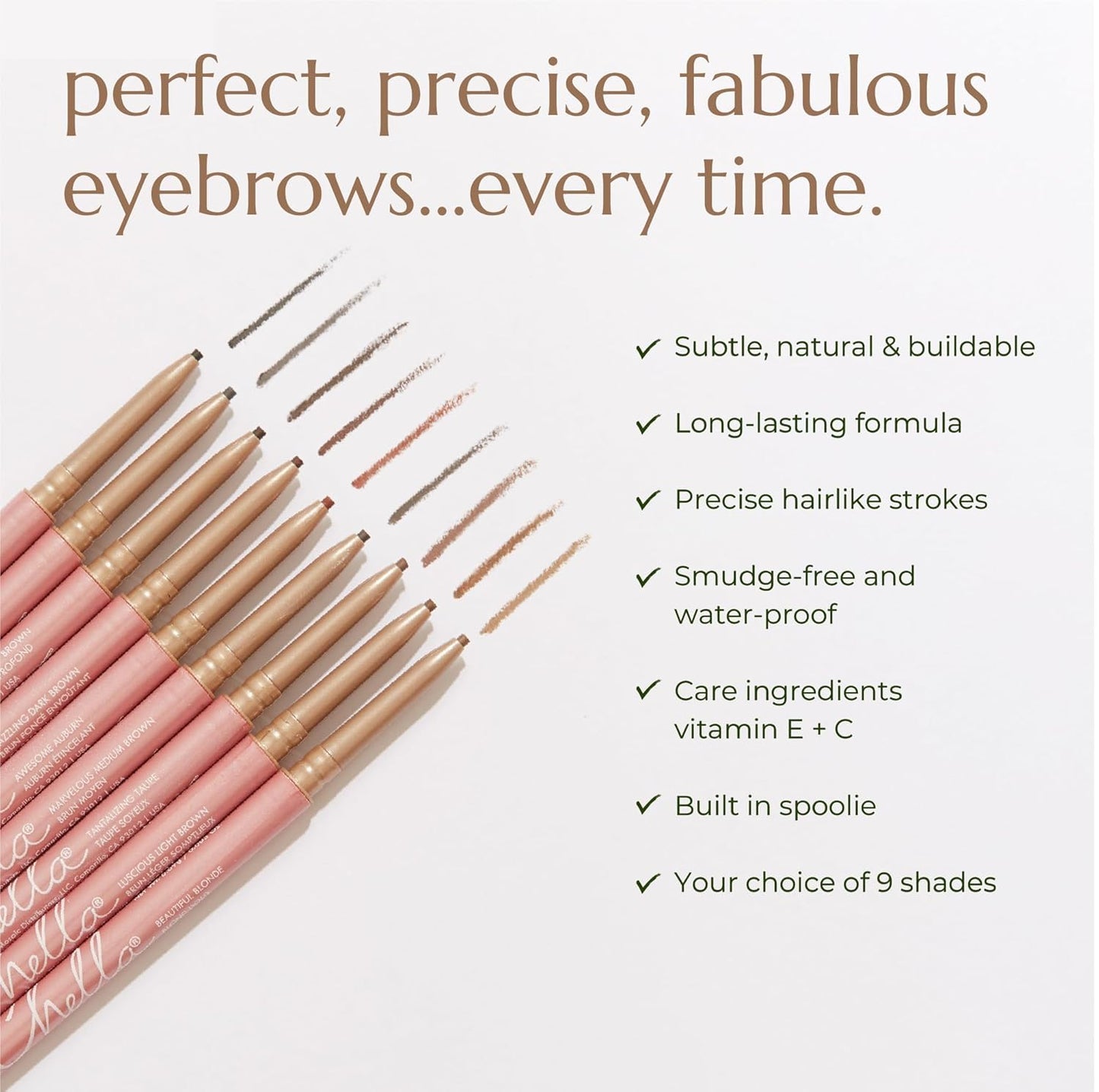 Chella Eyebrow Pencil – Easy-to-Use Brow Definer for Shaping, Filling & Blending – Long-Wear Taupe Eyebrow Pencils for Women with Precise Tip (Taupe)