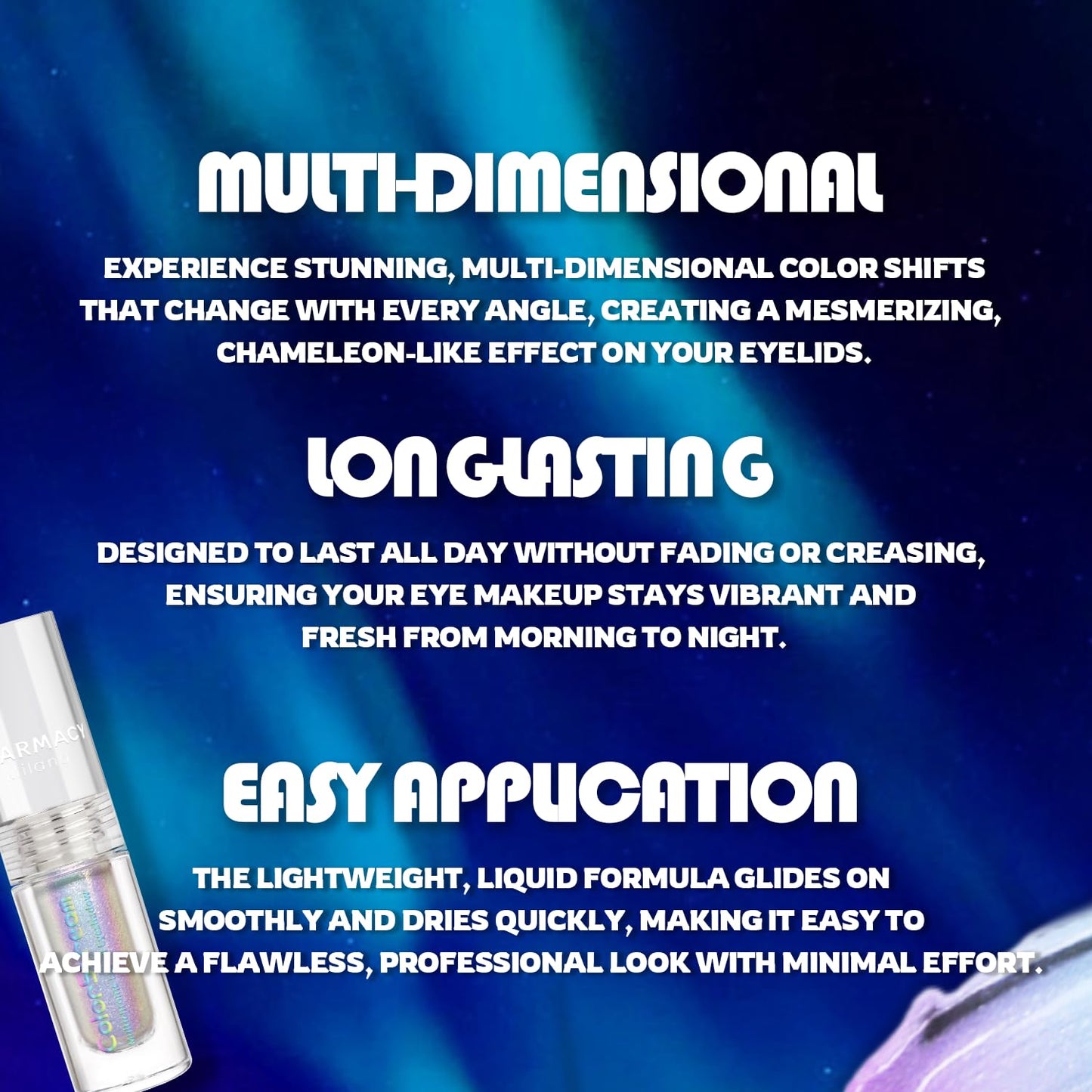 CHARMACY Chameleon Glitter Eyeshadow, Liquid Shimmer Sparkle High Pigment Duochrome Eye Shadow, Longer-Lasting With No Creasing Eye Cosmetics, 1.6g (#09