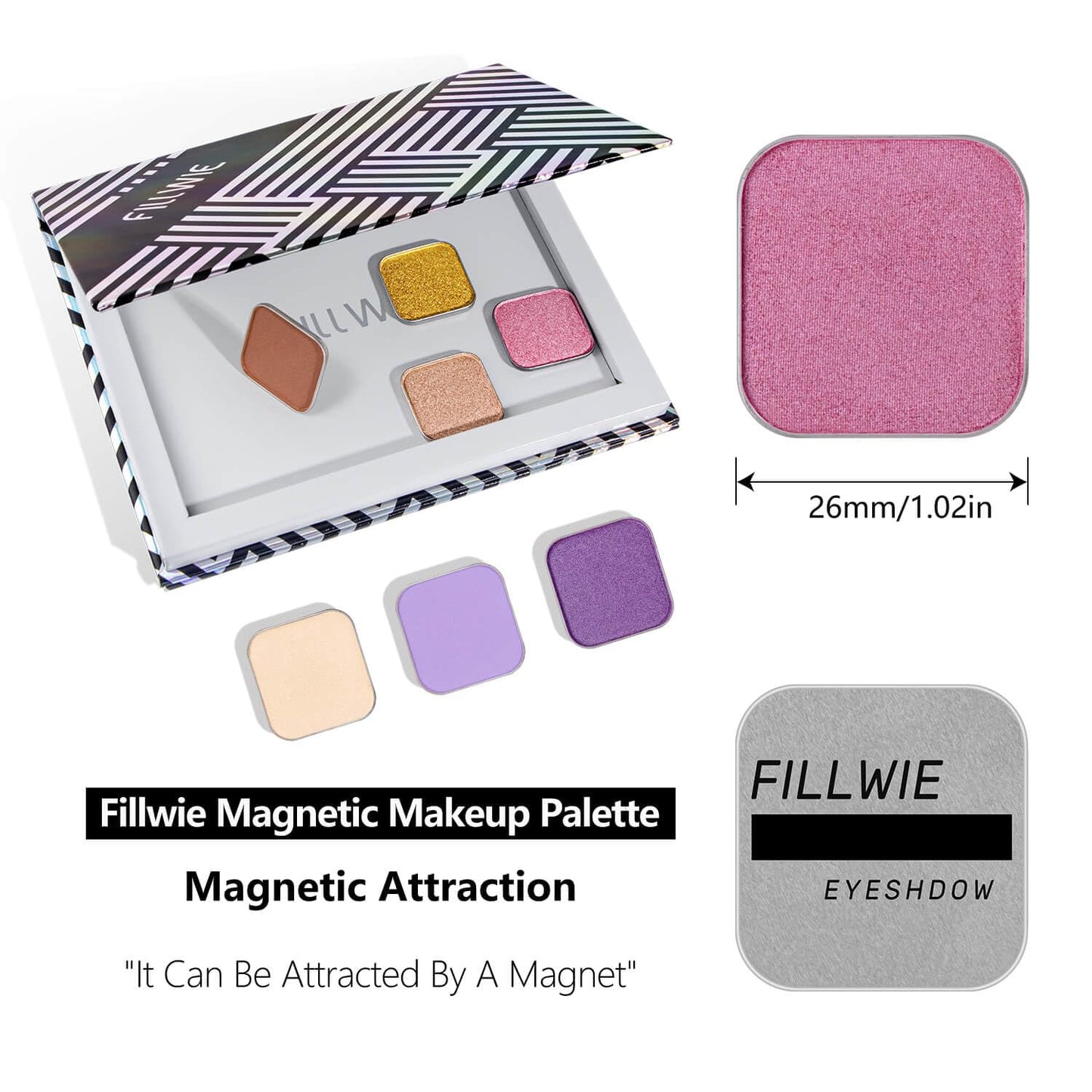 Single Pink Eyeshadow Matte Shimmer Highly Pigmented Blendable Longwear Powder in Magnetic Refill Pan for Custom Palette Easy to Apply and Remove (Fairy Bloom)