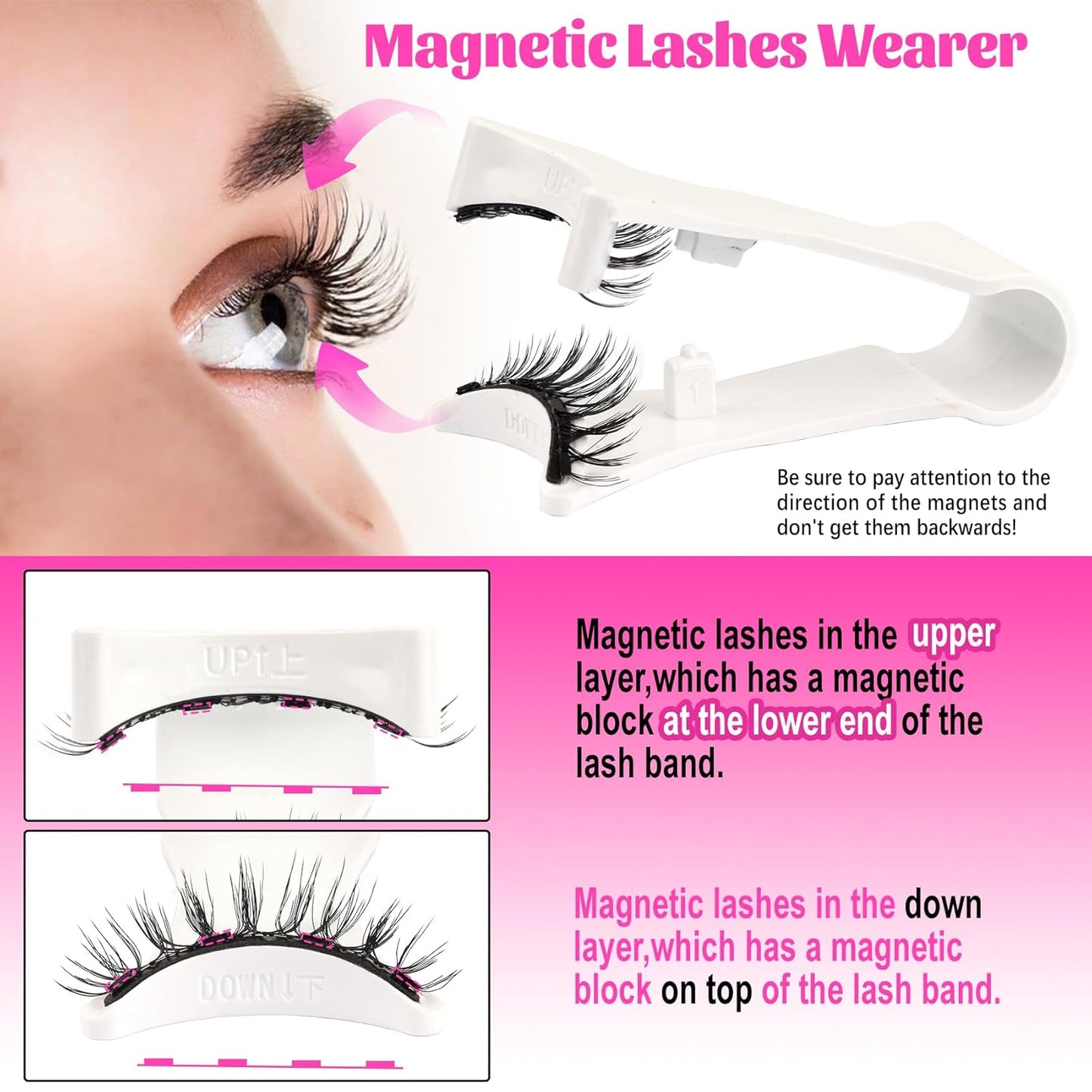 Veleasha Magnetic Eyelashes Manga Lashes Soft Lash Magnetic Lashes with Applicator Natural Look Reusable No Glue Easy to Apply & Remove Spiky False Eyelashes Eyelash Wispy (Diva)
