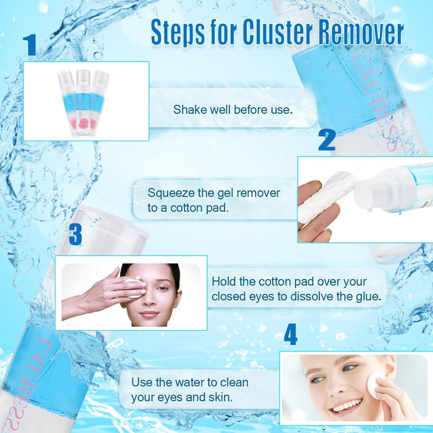 Lash Remover for Lash Extensions 80ml Cluster Lash Glue Remover Individual Lash Extension Remover Lash Cluster Remover Eyelash Glue Remover