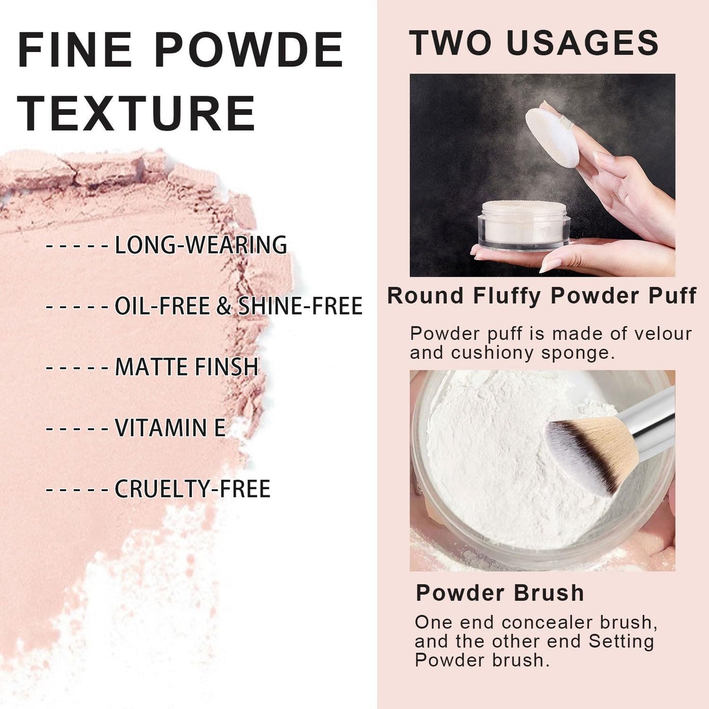 2PCS Loose Face Powder, Oil Control Minimizes Pores and Fine Lines, Loose Baking Face Setting Powder Makeup, Oil Control Soft Focus Effect Make Up, Matte Ultra Flawless Finish(04# Natural)