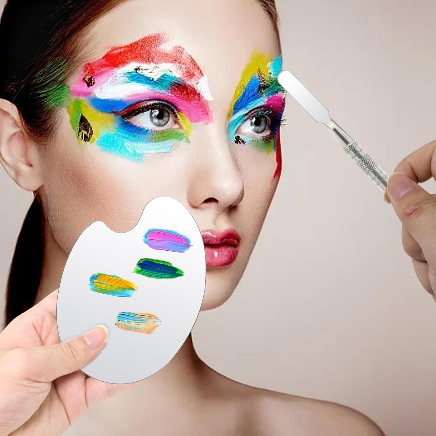 yueton 2SET Stainless Steel Color Palette Makeup Mixing Palette Nail Tools Palette Metal Foundation Makeup Palette for Beauty Color Matching Tools