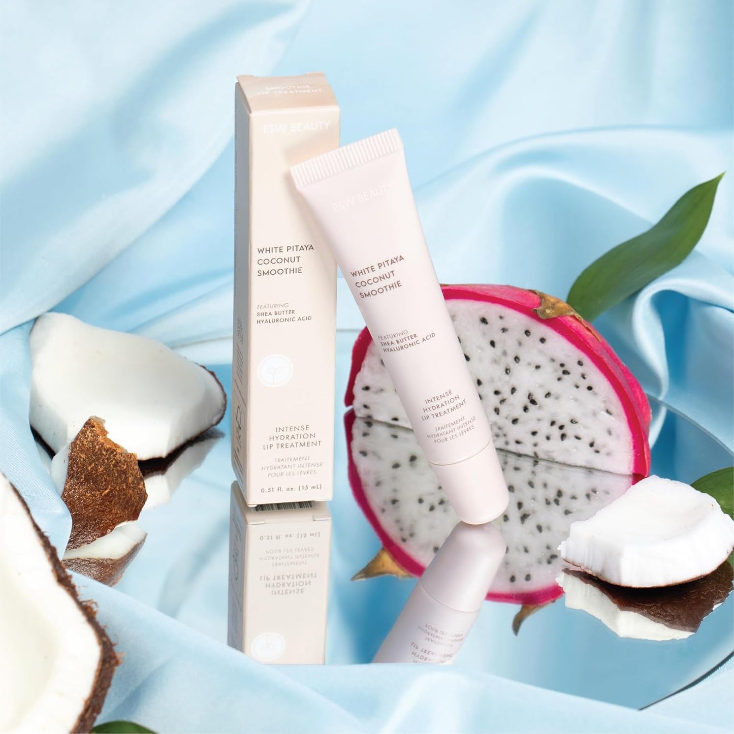 ESW Beauty White Pitaya Coconut Lip Treatment - Clear & Glossy with Shea Butter, Hyaluronic Acid, White Pitaya & Coconut for Intense Moisture & Dryness Prevention