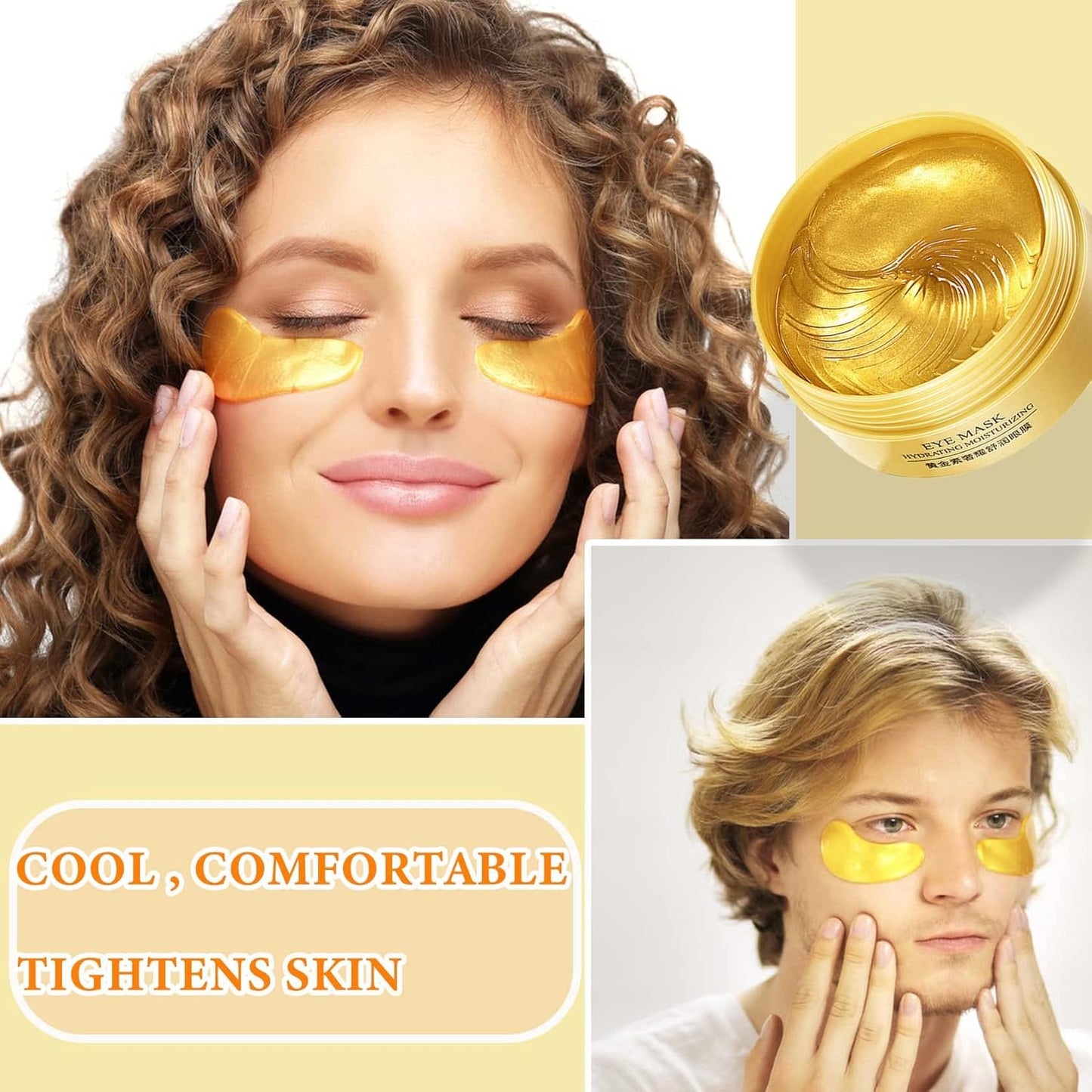 30 Pairs Gold Eye Mask,Under Eye Patches for Dark Circles and Puffiness,Reduces Eye Bags and Smoothes Frownies,Improves Eye Skin Elasticity,Eye Treatment Patches,Skin Care Products