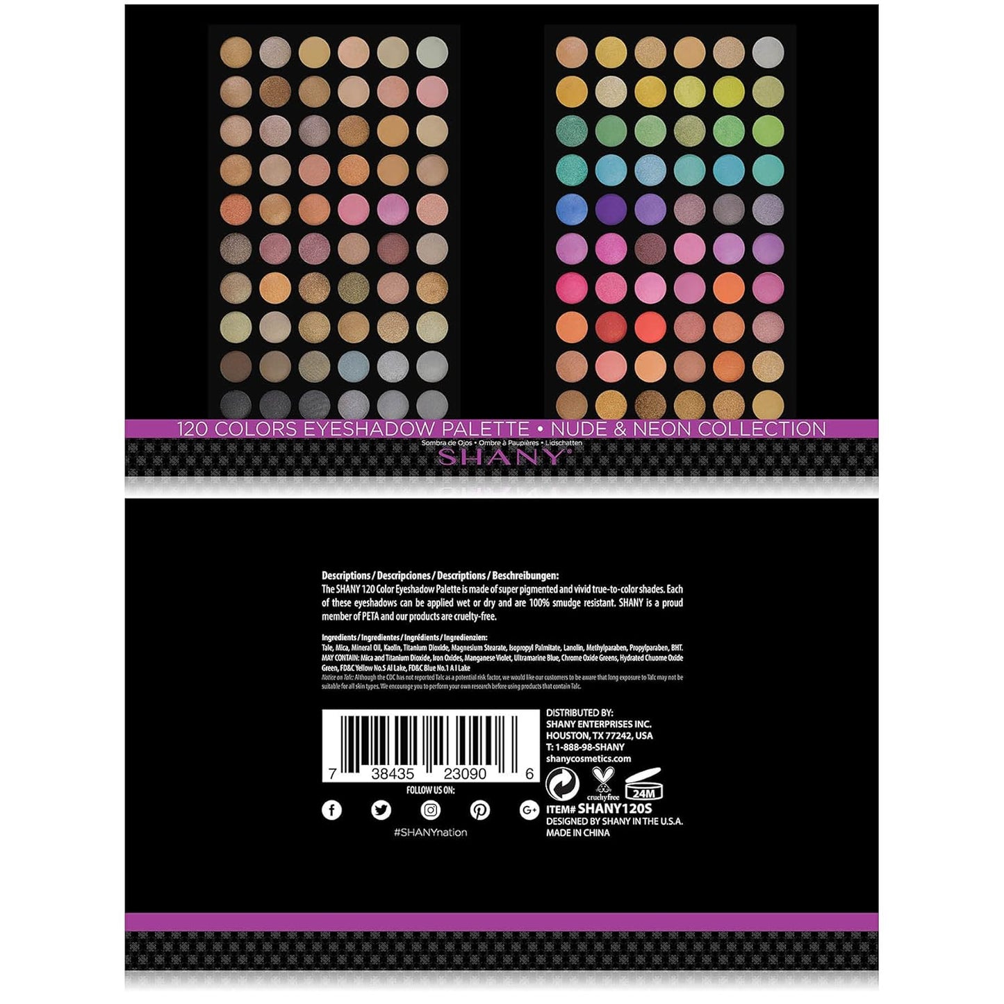 SHANY Ultimate Fusion - 120 Color Highly Pigmented Makeup Palette Long Lasting Blendable Natural Colors Eye shadow Palette Natural Nude and Neon Combination