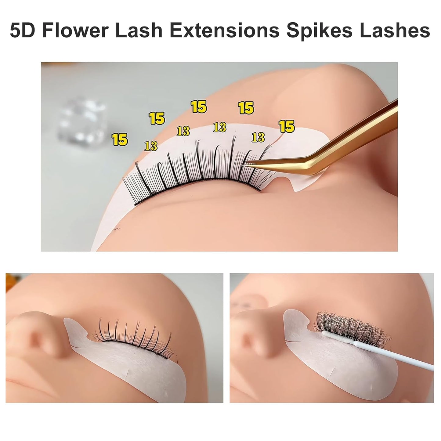 5D Flower Lash Extensions Spikes Lashes 0.07 Matte Black D Curl Lashes 15mm Volume Eyelash Extension Lash Trays Professional Use(5D Flower,0.07-D,15mm)