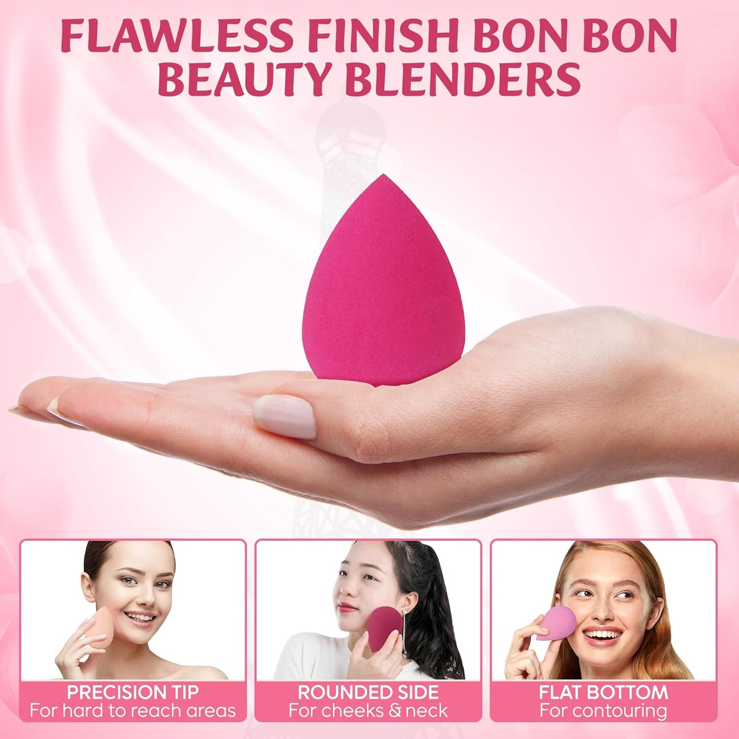 6Pcs Makeup Sponges for Foundation and Blending Powder, Cream and Liquid - Latex Free, Vegan and Super Soft Makeup Blender Beauty Sponges - Multicolored Beauty Blender Sponge Set | Dry & Wet Multi-Use