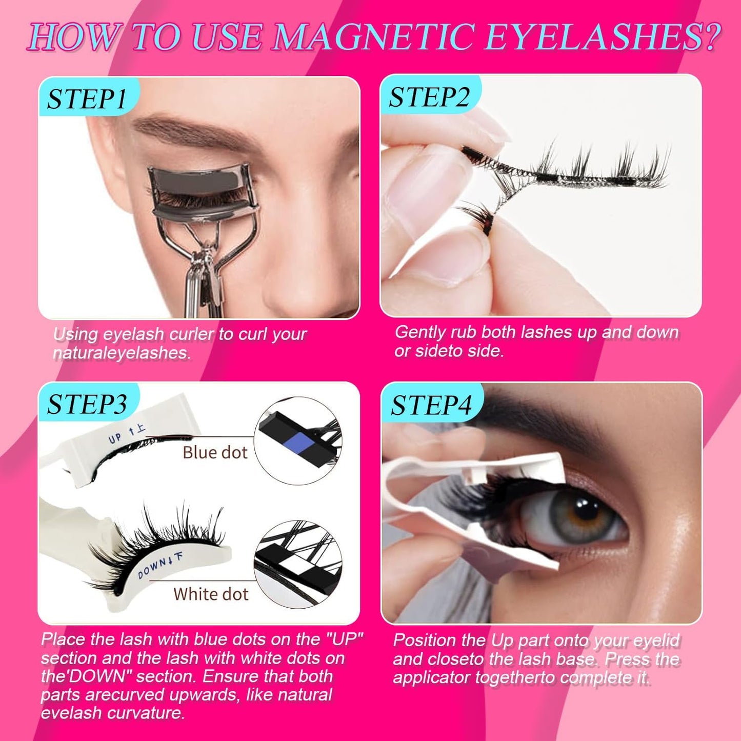 Elara Craft Magnetic Eyelashes with Applicator, Magnetic Eyelashes Without Eyeliner，Reusable Glue-Free Natural Look Eyelashes Kit Easy to Wear and Remove