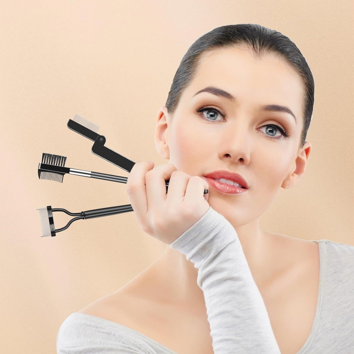 3PCS Eyelash Comb Lash Separator Brow Brush & Eyebrow Spoolie for Removes Clump Mascara