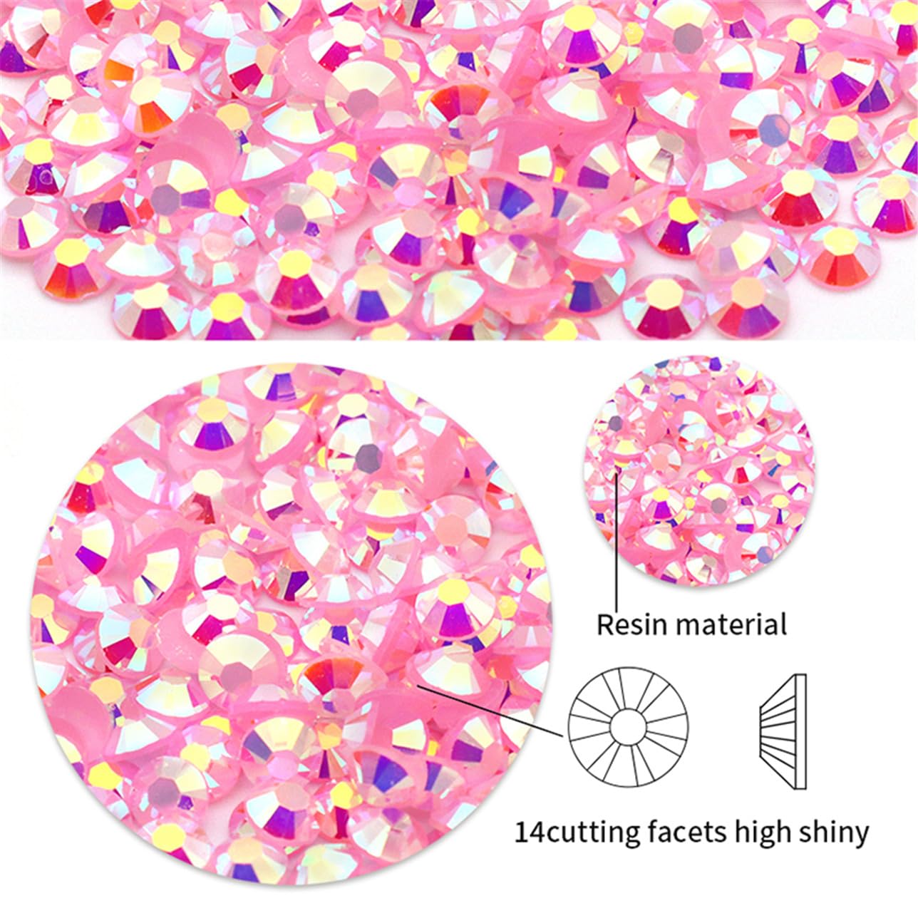 2250 Pcs SS16 4mm AB Flatback Rhinestones for Nails Art Crafts Glitter Round Shine Gems Crystals DIY Clothes Shoes （Dark Pink AB）