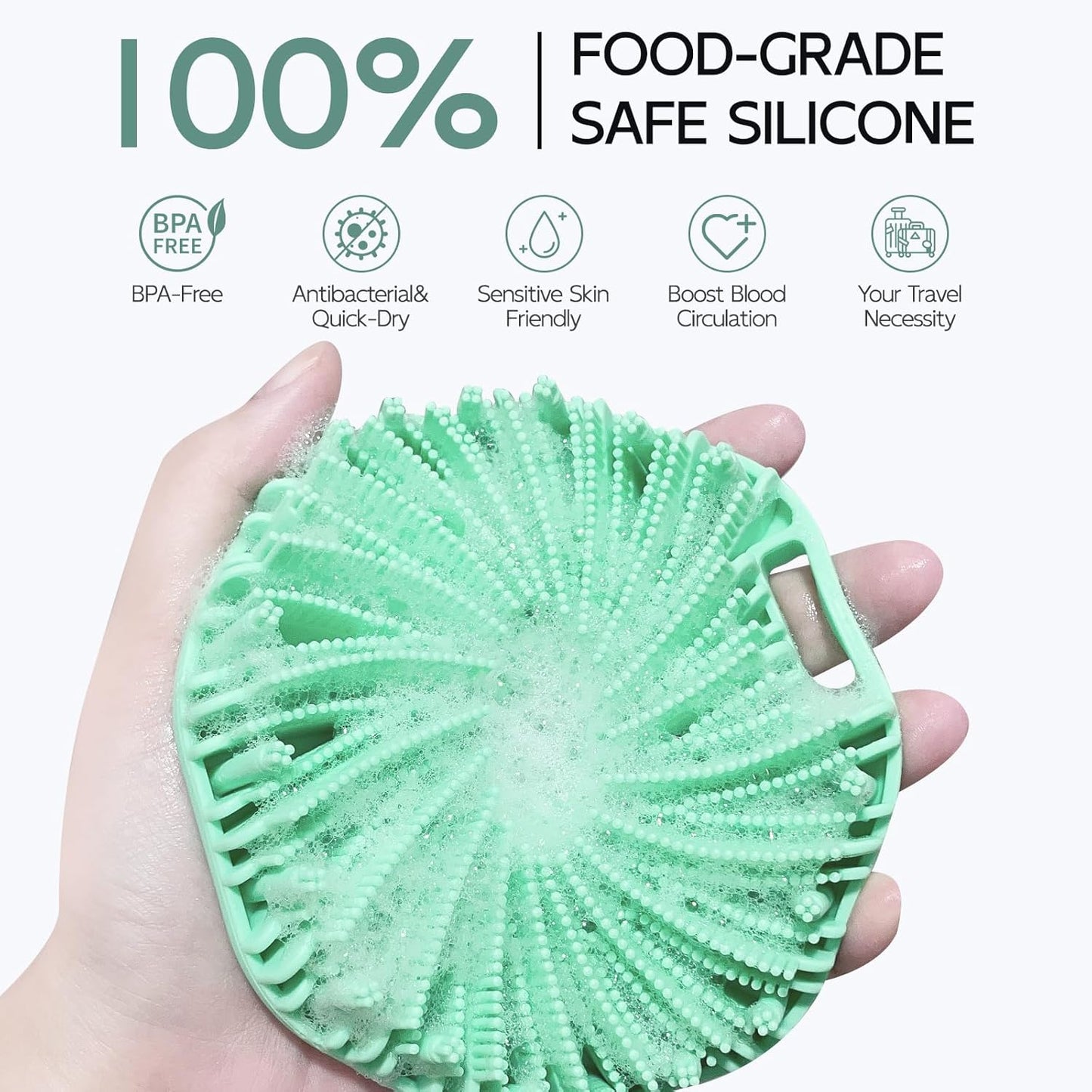 Silicone Body Scrubber 2 Counts, Exfoliating Body Wash Scrubbers Exfoliator, Shower Body Brush for Effective Showering Exfoliation and Gentle Massage (Green+Blue)