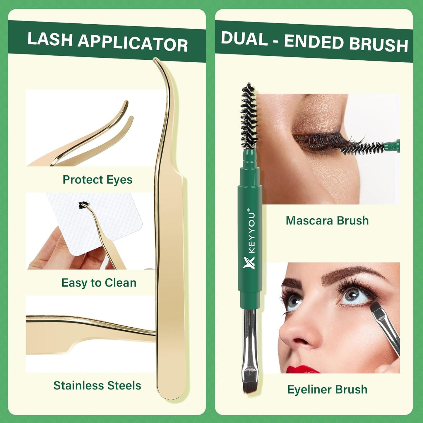 DIY Lash Extension Kit KEYYOU 144pcs Lash Clusters Eyelash Extension Kit with Mascara Brush Bond and Seal Lash Glue Remover Lash Applicators Lash Brush for DIY Lash Extensions (Y02 Kit)