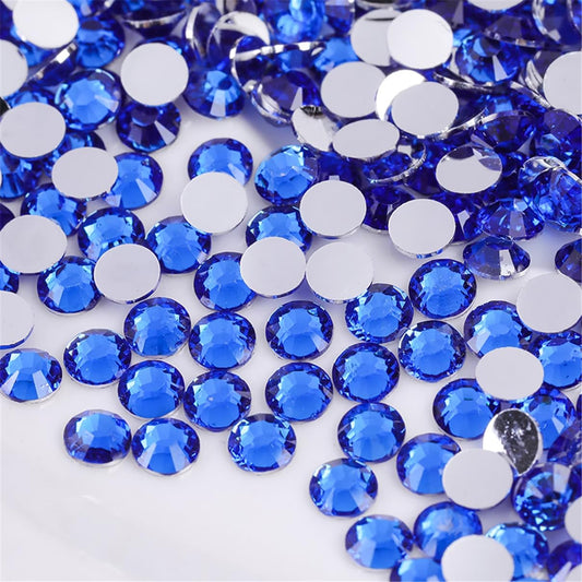 3000 Pieces SS6 2mm Flatback Rhinestones Clear Glass Round Gems Crystals for Nail Art DIY Crafts Clothes Shoes Bags （Sapphire）