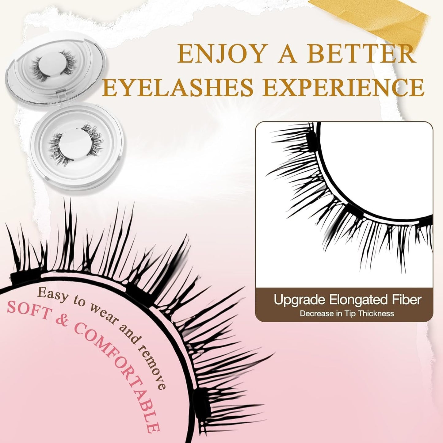 Ealra Craft Magnetic Eyelashes with Applicator,Lumentes Magnetic Eyelashes,3D Soft Flex,Reusable No Glue Needed Soft Lashes for Wmen with All-Day Wear(Natural+Fuller+Simple)