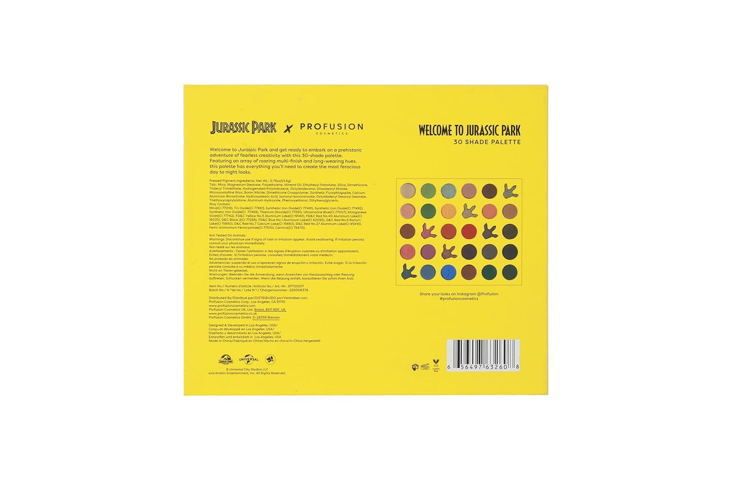 Jurassic Park X Profusion Cosmetics 30 Shade Palette