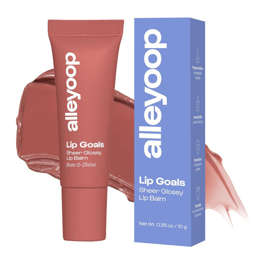 Alleyoop Lip Goals Glossy Lip Balm – Hydrating Tinted Lip-Moisturizer for Women - Vegan LipBalm for Cracked Lips, Moisturizing LipGloss Balm - Lips Treatment & Hydration Care, (Sheer Dusty Rose)