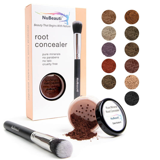 Hair Root Touch Up Powder - Dark Auburn - 11 True-to-Nature Root Concealer Shades - Long-lasting, Zero Fragrance, Talc or Parabens - With Brush