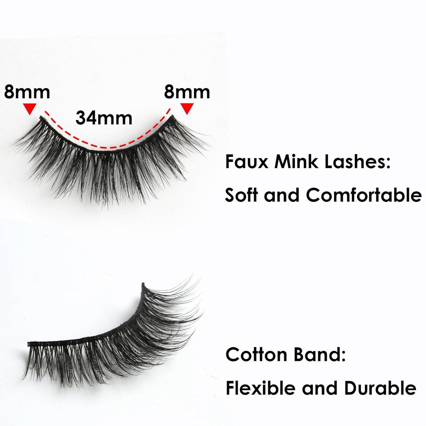 SUNWELL False Eyelashes 14mm Mink Lashes Natural Look 3D Faux Mink Lashes Manga Lashes Strips Soft Wispy Luxury Volume Fake Lashes 10 Pairs Pack