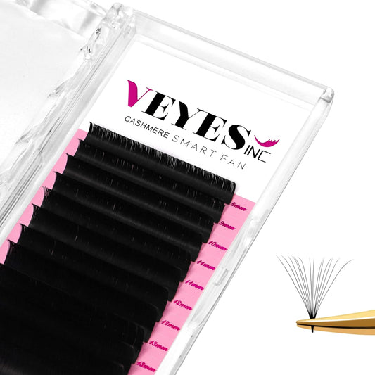VEYES INC Cashmere Smart Fan Lash Extensions 0.03 0.05 0.07 C/CC/D Curl 8-20mm Mixed & Single Length, Super Matte Black Volume Lashes, Professional Supplies for Lash Techs (0.05 C 15mm)