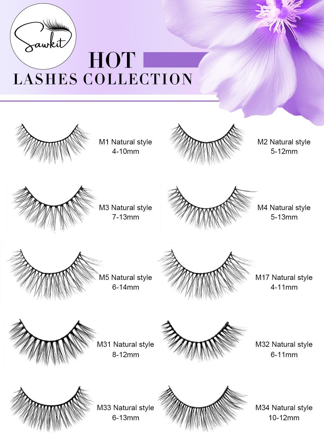 Classic Fake Eyelashes – 4-11mm – Lash Extensions – Luxurious Natural Mink Lashes Eyelash Extensions – Comfortable and Easy to Apply – High-End Fiber Lashes for Superior Volume