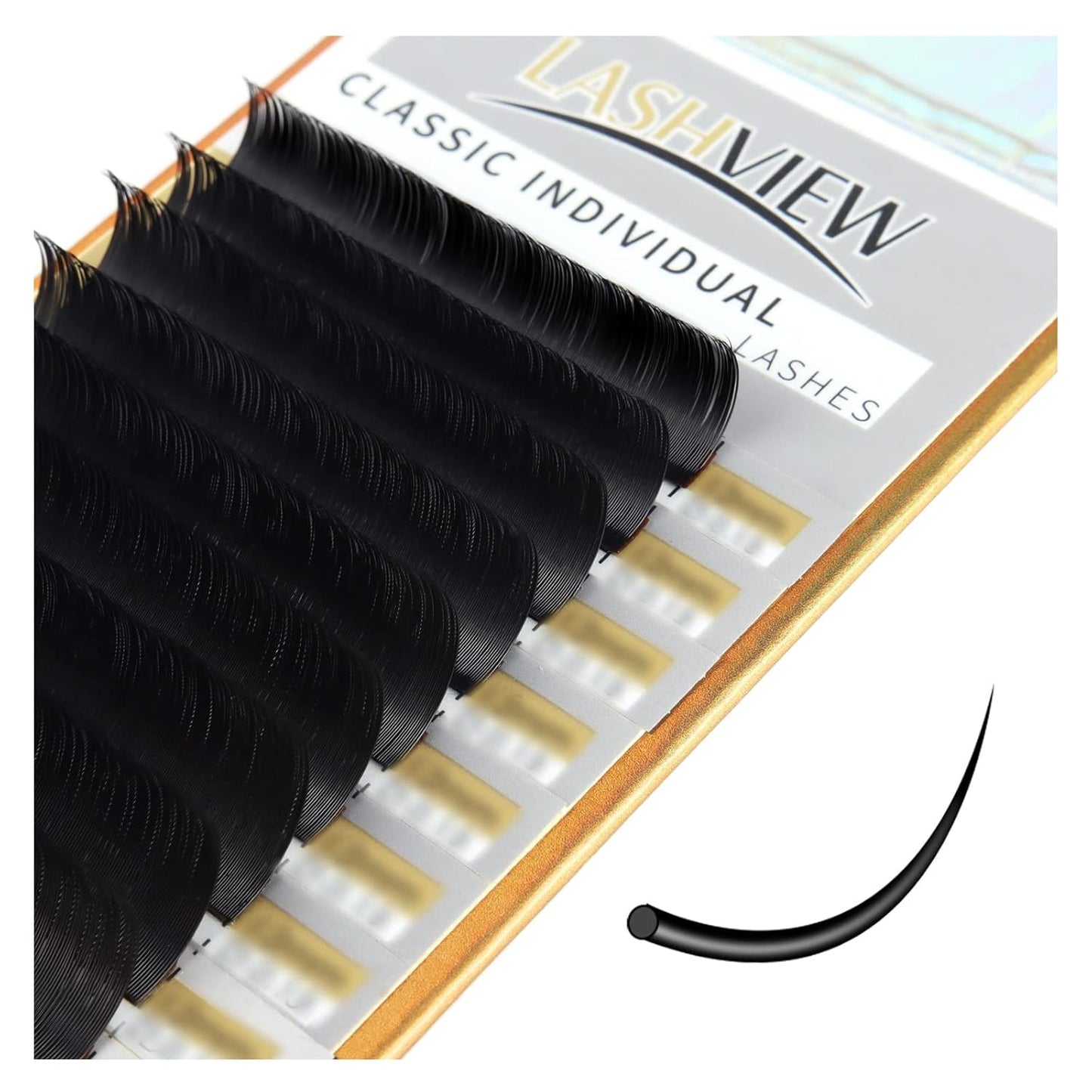 LASHVIEW 0.20 Thickness Eyelash Extensions C Curl 9mm Silk Mink Fake Natural Thick Lashes Individual Semi-Permanent Eyelashes Silk lashes (Salon Use)