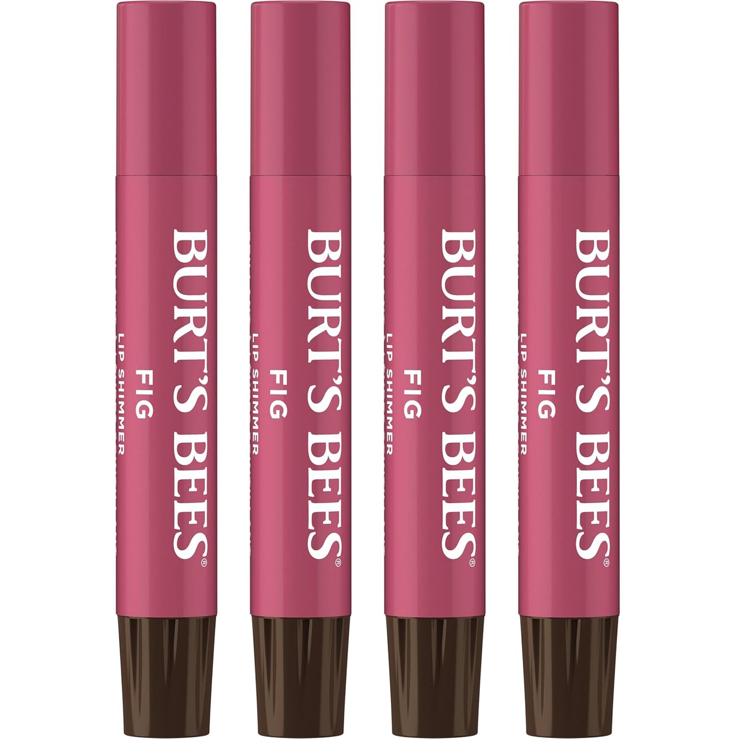 Burt's Bees Shimmer Lip Tint Set, Tinted Lip Balm Stick, Moisturizing for All Day Hydration with Natural Origin Glowy Pigmented Finish & Buildable Color, Fig (4-Pack)