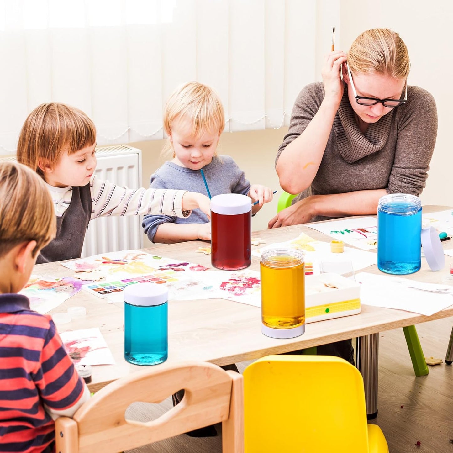 Patelai 4 Pieces Round Wide-mouth Leak Proof Plastic Container Jars with Lids for Travel Storage Makeup Beauty Products Face Creams Oils Salves Ointments DIY Making(12 Ounce,White)