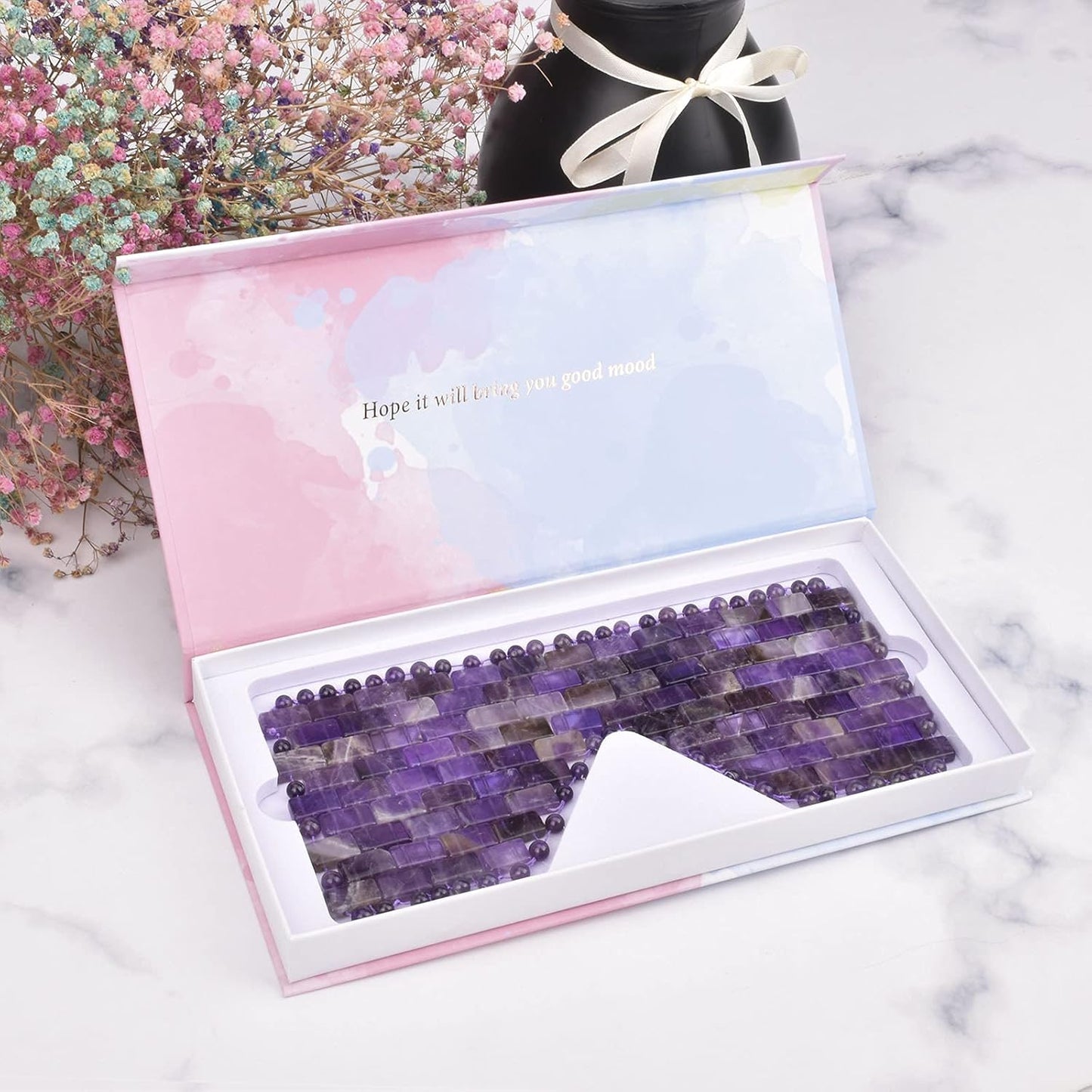 Jade Eye Mask Cooling Sleep Mask 100% All Natural Jade Stone Eye Mask for Hot & Cold Anti Aging Therapy, Headache and Migraine Relief Weighted Eye Mask