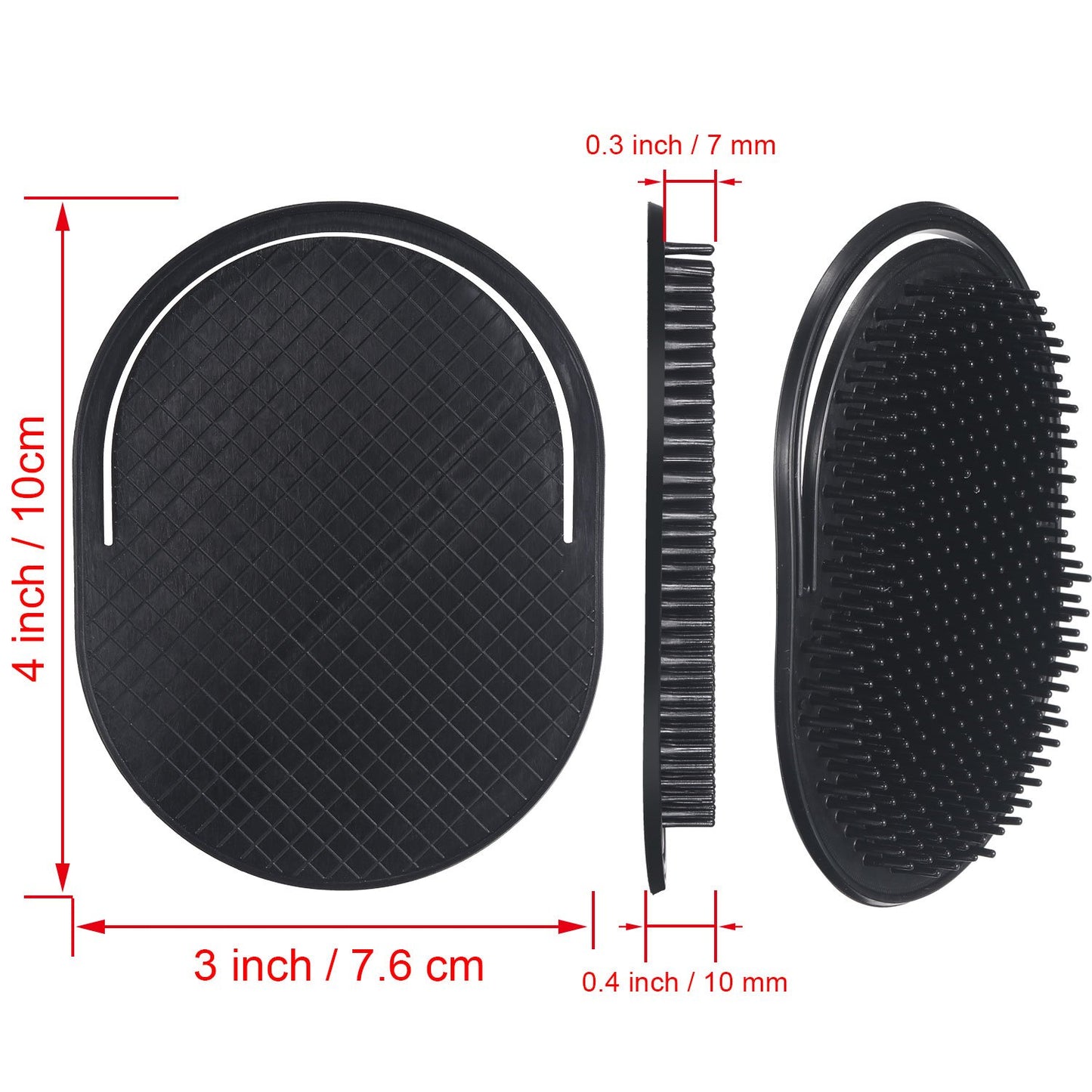 BBTO 12 Pieces Soft Portable Hair Massager Brushes - Shampoo and Grooming Combs for Home, Office, Travel, and Pets (Black)