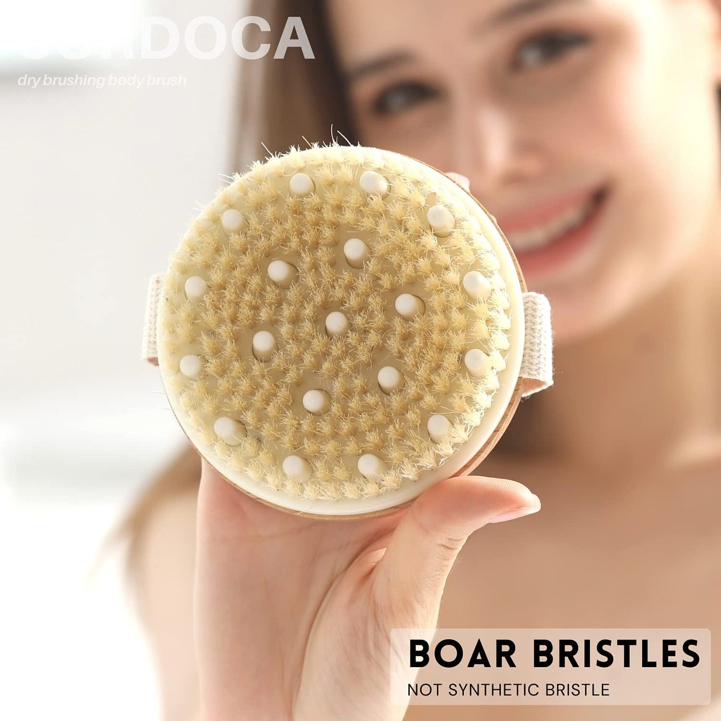 SURDOCA Dry Brush, Body Exfoliating Scrubber, Massage Brushes for Improve Circulation, Cellulite and Lymphatic Remover (Boar Bristles - B)