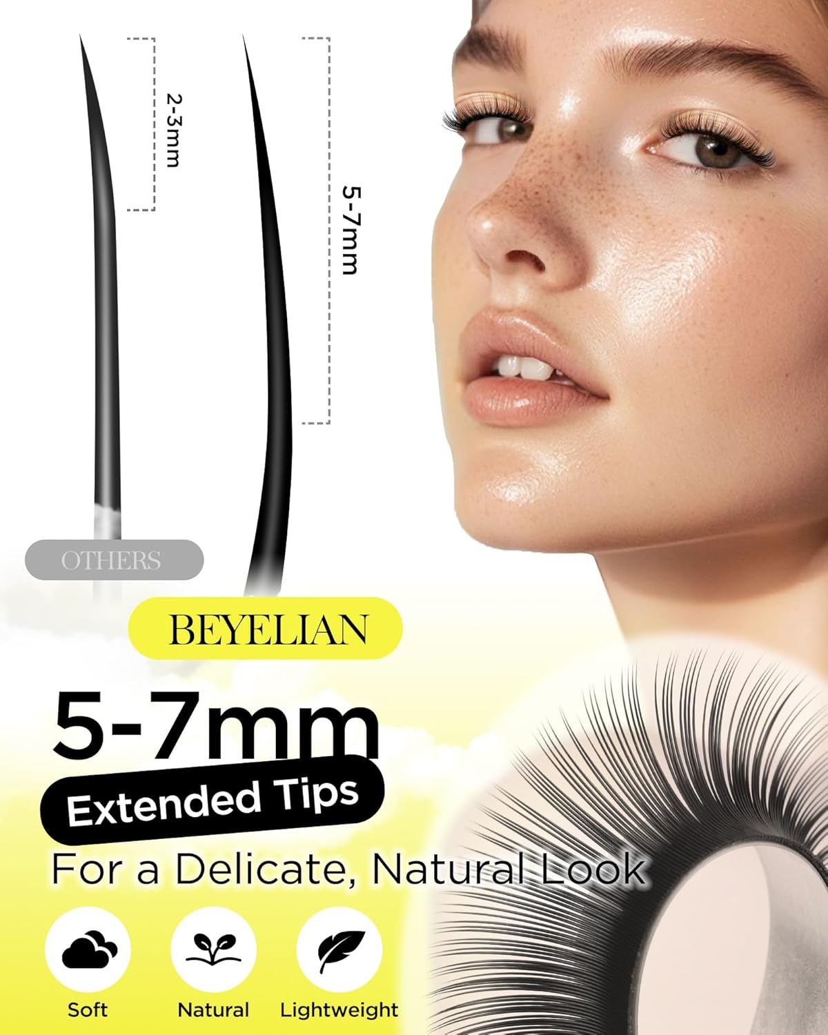 BEYELIAN Classic Volume Lash Extensions, C D D+ Curl 7-15mm 0.03-0.20mm Thickness Matte Black Semi Permanent Volume Eyelash Extensions Professional Salon Use (0.15 D 15mm)