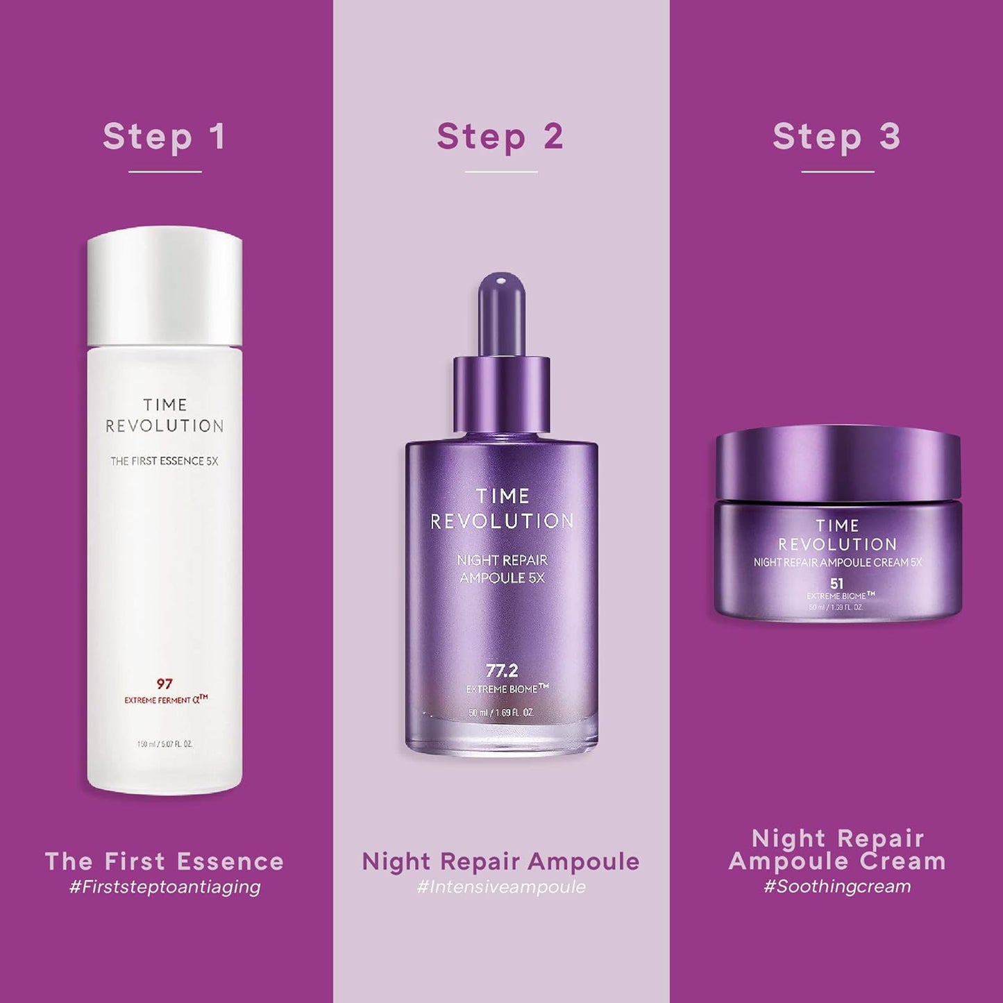 MISSHA Time Revolution Night Repair Ampoule Cream (5th Gen) 1.69 Fl Oz - Triple Fermented Deep-Sleep Night Cream - Overnight Care for Enhanced Radiance, Korean Skincare