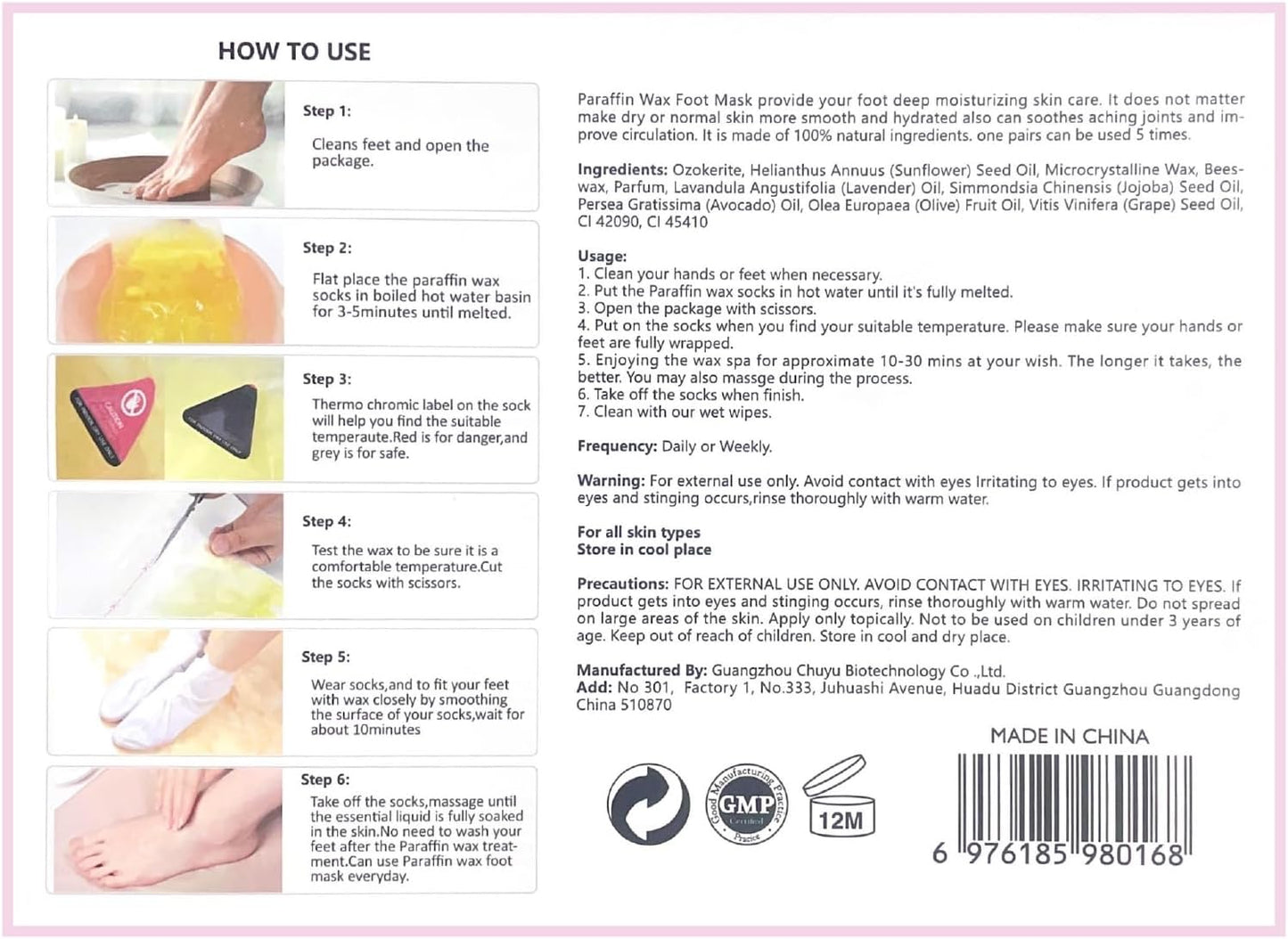 10-Minute Paraffin Hand & Foot Treatments, Self Contained Paraffin Wax Gloves and Booties Set for Intensive Hydration at Home (Rose)