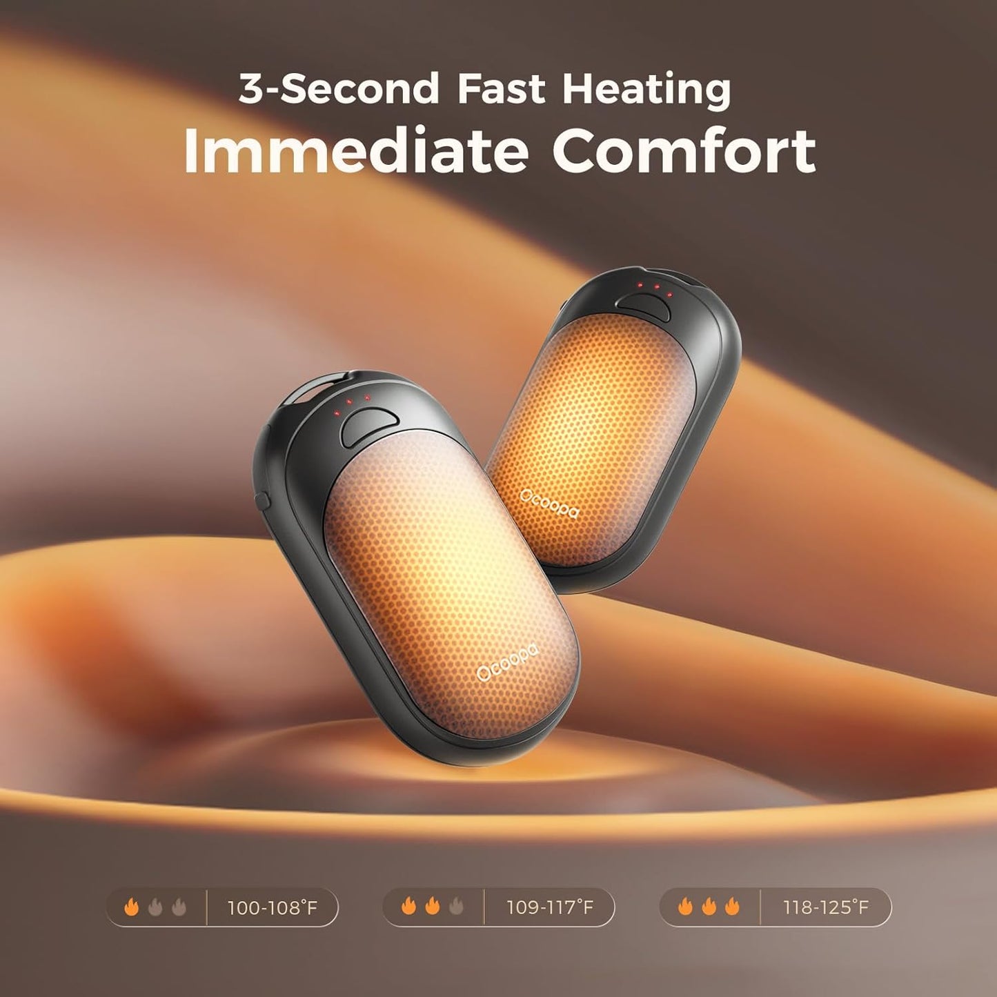 OCOOPA Magnetic Hand Warmers Rechargeable 2 Pack, AI Electric Handwarmers, Fast Heating, 3-Settings, UL Certified, Portable Heater, Gloves Fitting, Travel Essentials, Gifts Women Men, UT3 Lite