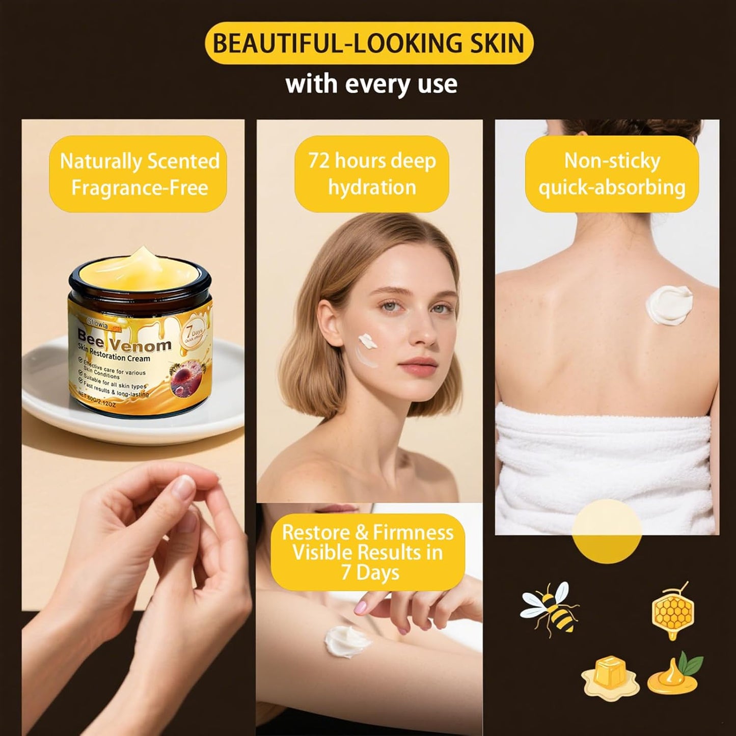 2PCS Bee Venom Skin Restoration Cream, 2025 Upgrade Bee Venom Skin Treatment Cream, Natural bee venom cream for Repair & Renewal, All in One Nourishing Serum for All Skin Types