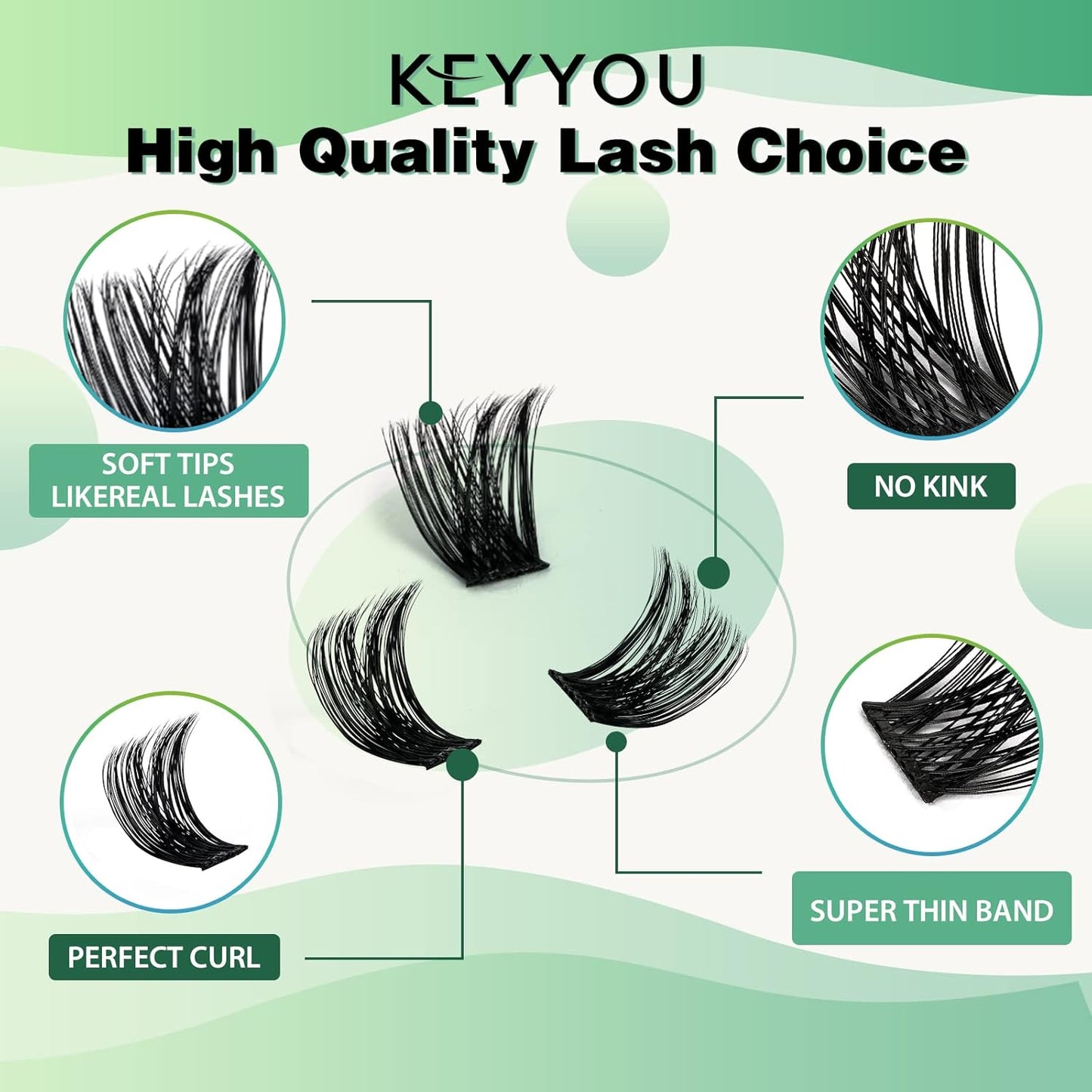 Lash Clusters 96pcs Individual Lashes Y02 D Curl 10mm Eyelash Clusters KEYYOU Volume Wispy Lash Extension Soft&Comfortable Easy DIY at Home(Y02,D-10mm)